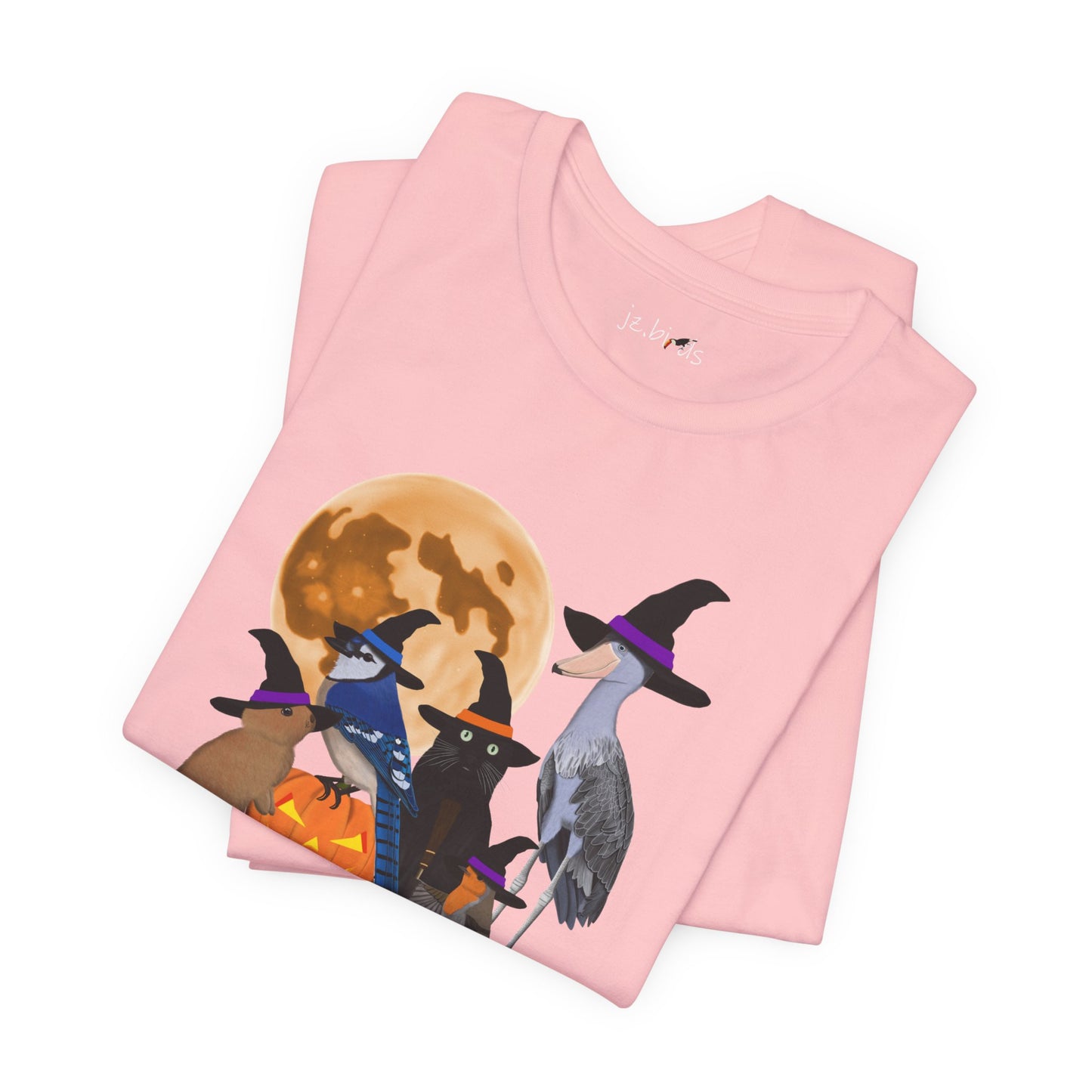 Blue Jay Robin Shoebill with Cat and Bunny Halloween Bird T-Shirt