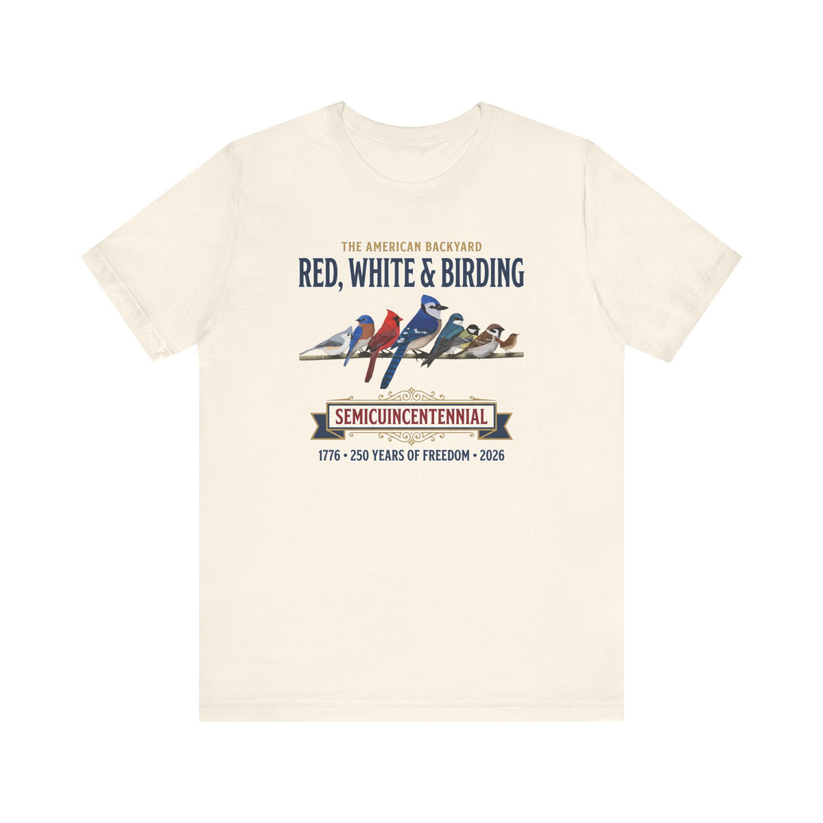 Red, White & Birding Vintage T-Shirt | US 250th Anniversary Backyard Birds