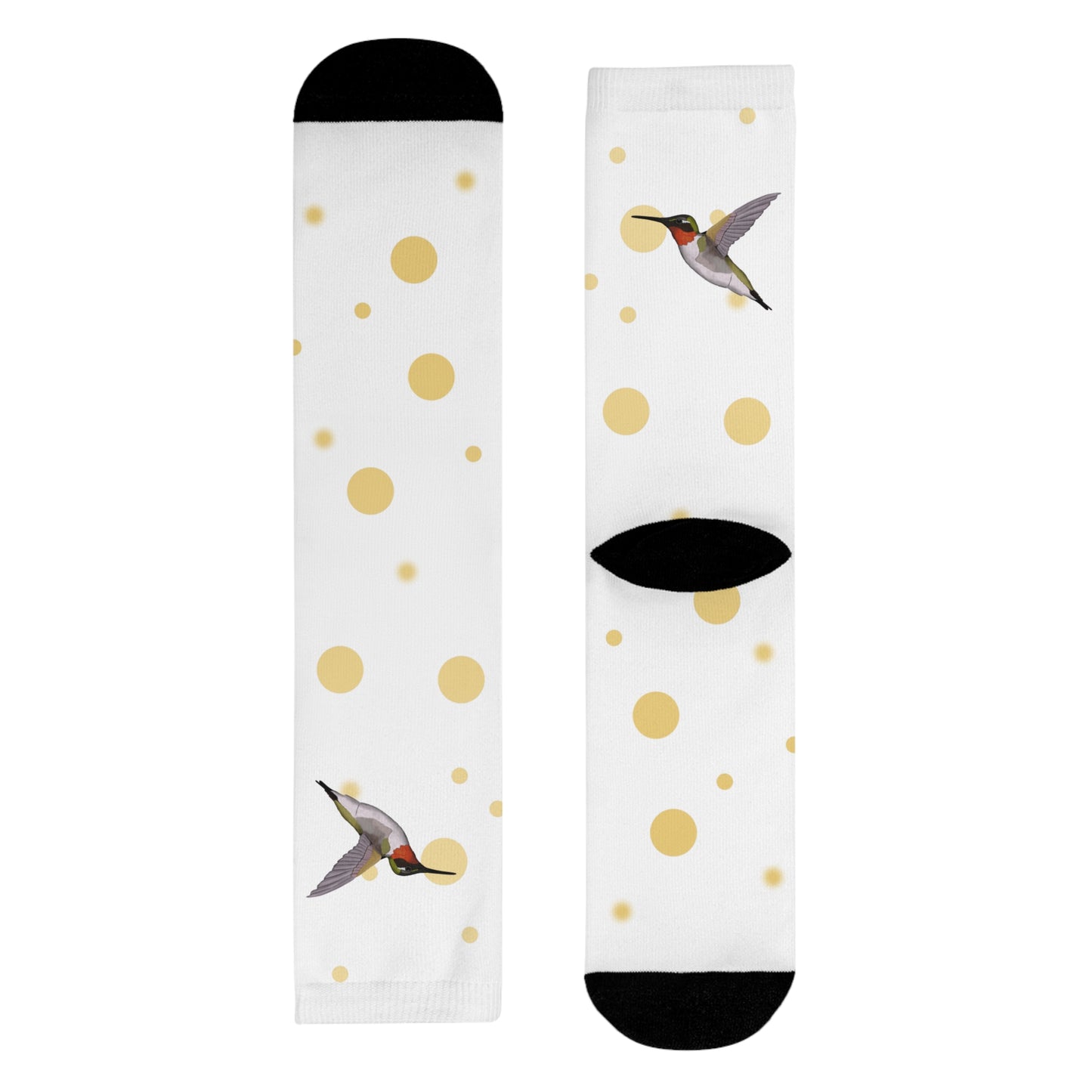 Kolibri Vogel Socken mit Goldenen Punkten für Vogelfreunde & Vogelbeobachter Weiß