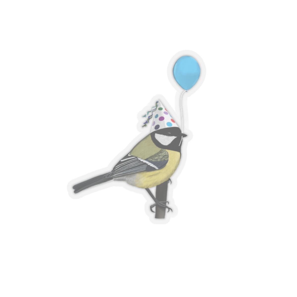 Chickadee Balloon Birthday Kiss-Cut Sticker - jz.birds