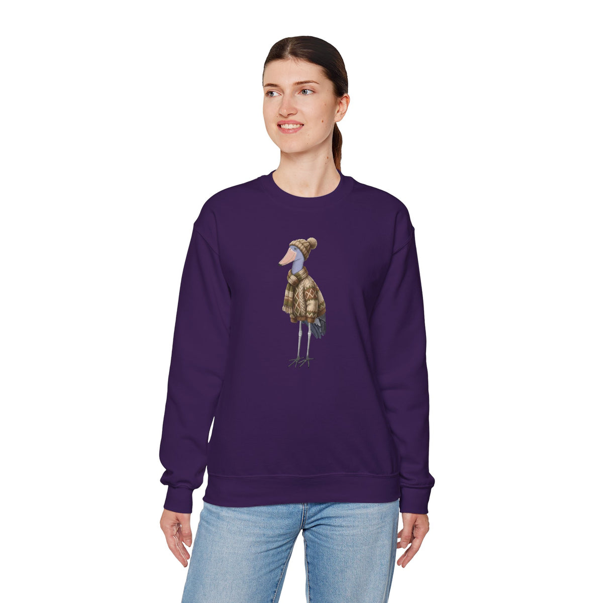 Shoebill Winter Sweatshirt | Bird Watcher Crewneck | Unisex Songbirds Wearing Knit Gift for Bird Lovers