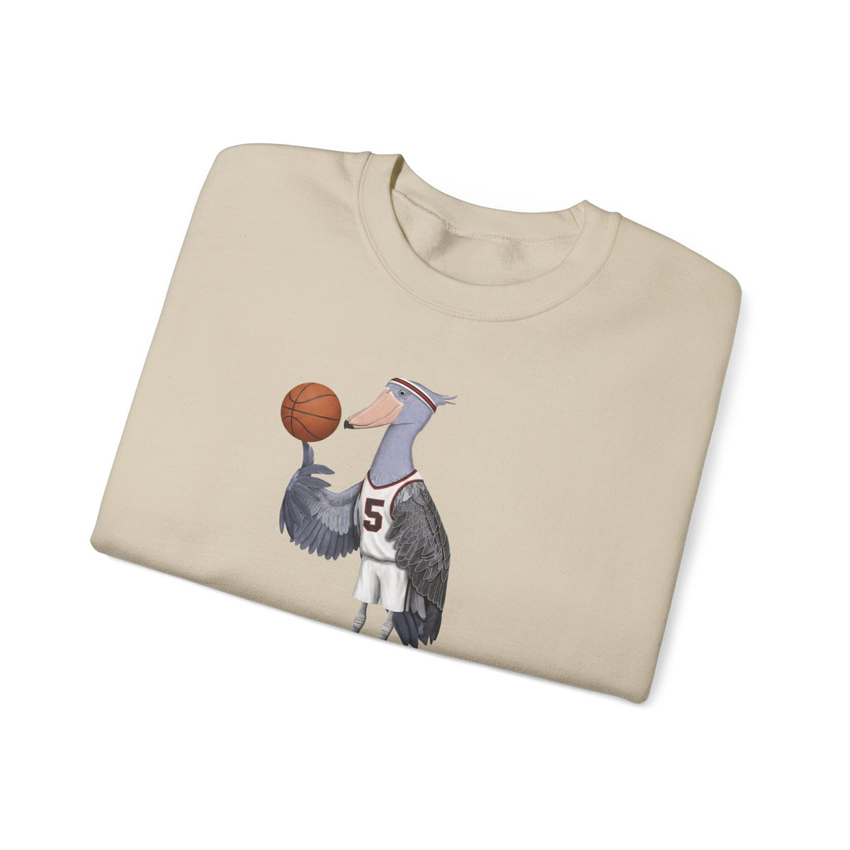 Shoebill Funny Basketball Bird Sweatshirt | Bird Watcher Crewneck | Unisex Unique Hoops Fan Gift
