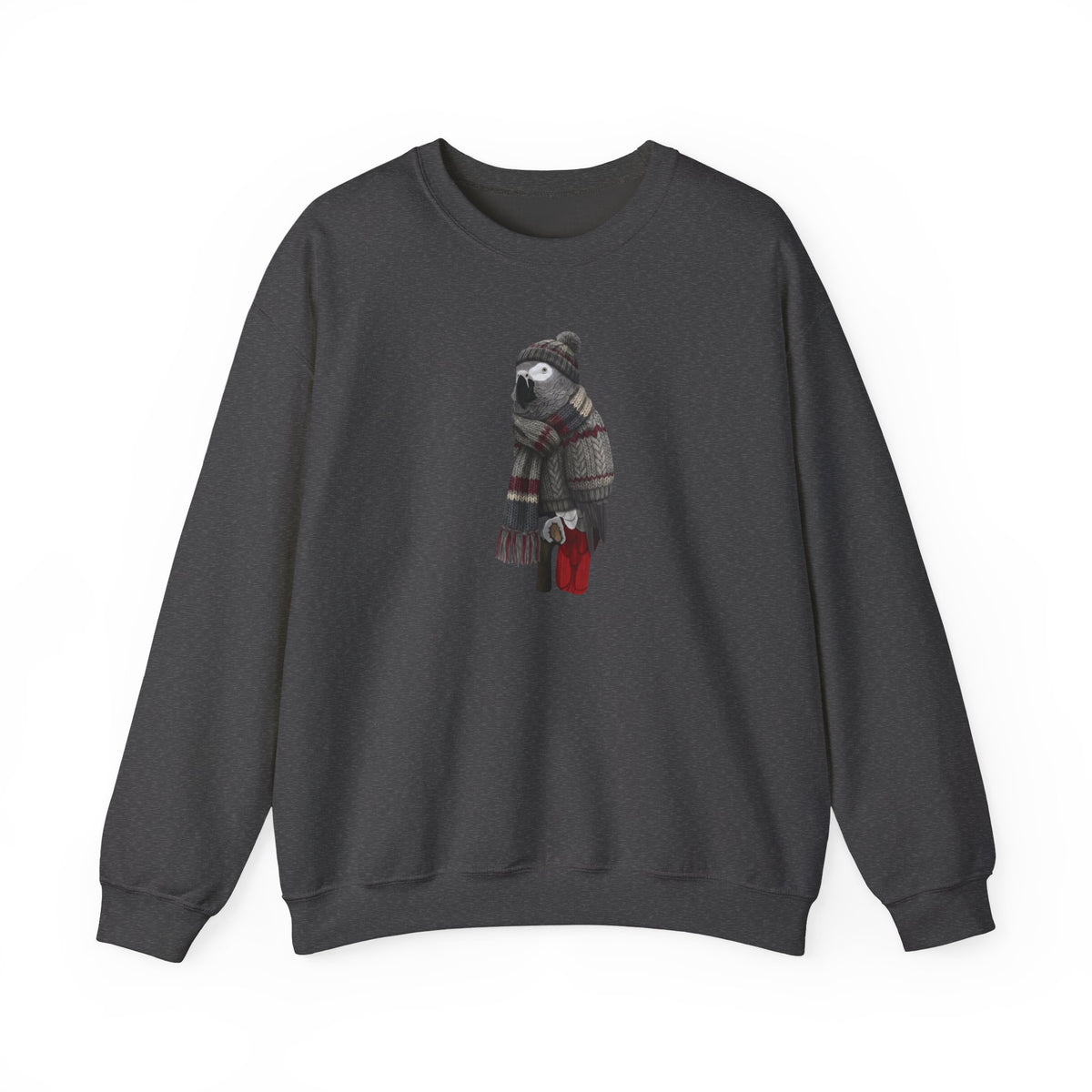 Grey Parrot Winter Sweatshirt | Bird Watcher Crewneck Unisex Songbirds Wearing Knit Gift for Lovers – Animal Lover