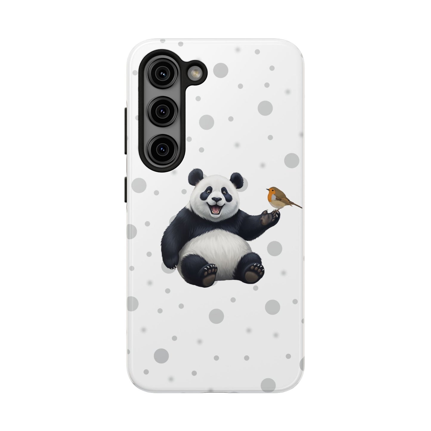 Cute Panda Bear with European Robin Animal iPhone Case - Dual-Layer PC/TPU Protective Cover for iPhone