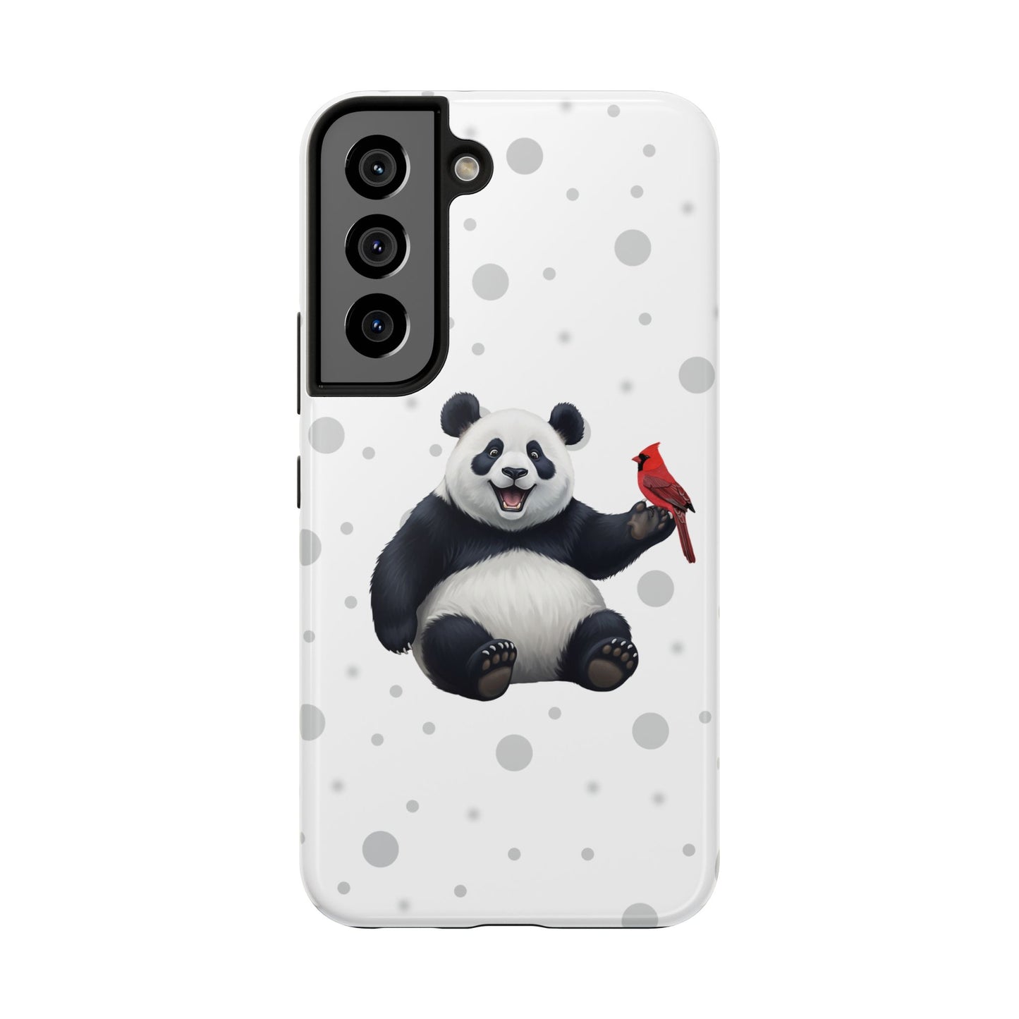 Cute Panda Bear with a Cardinal Animal iPhone Case - Dual-Layer PC/TPU Protective Cover for iPhone