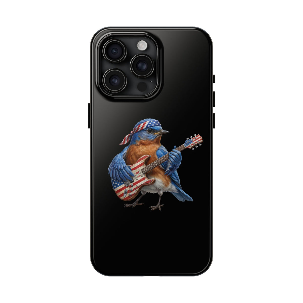 Bluebird with Guitar iPhone Case – Premium Tough Phone Cover Black