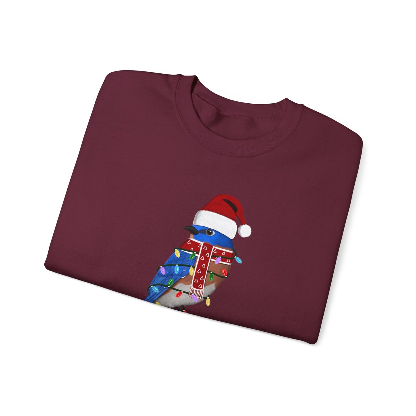 Bluebird with Fairy Lights Santa Claus Christmas Bird Sweatshirt
