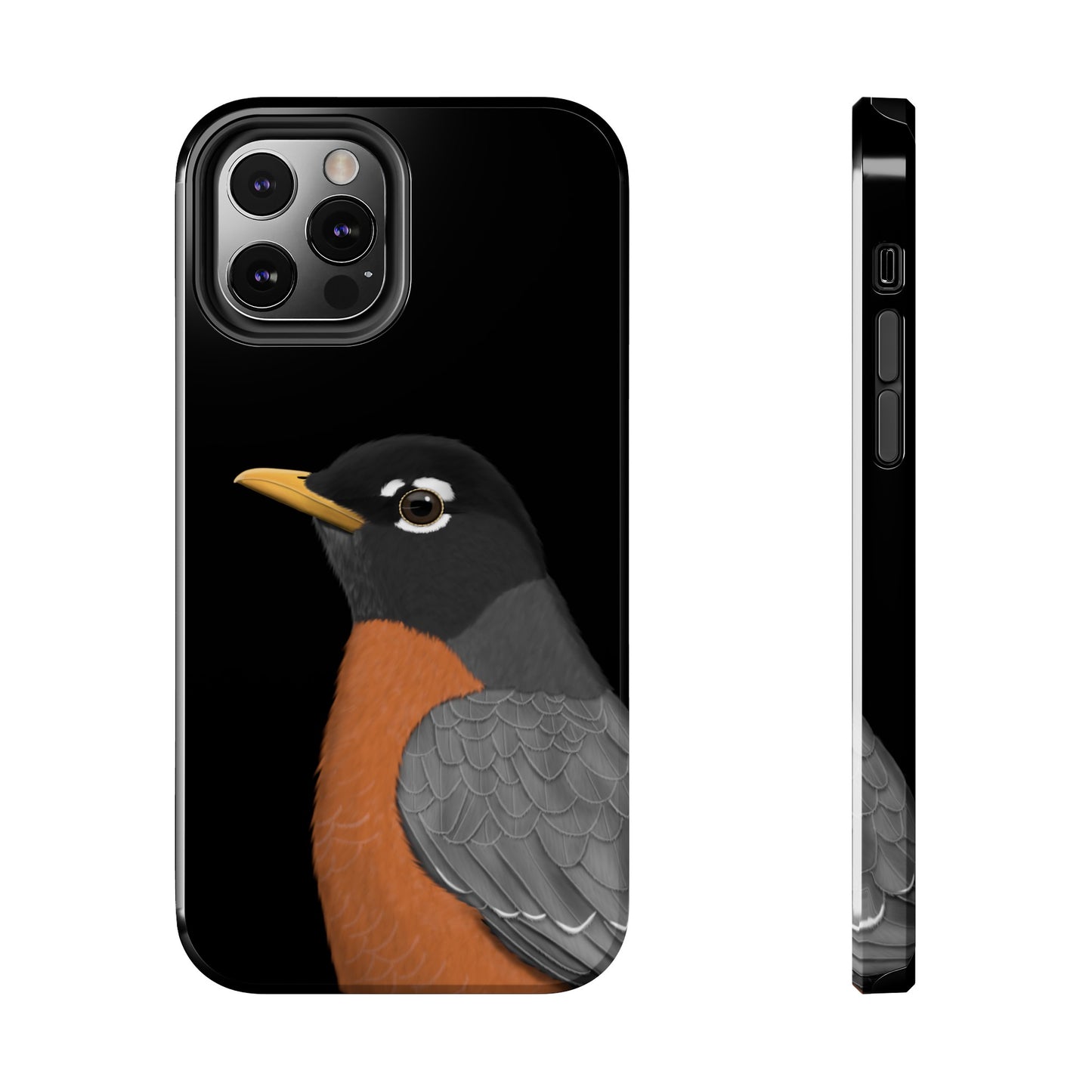 Robin Bird Art Tough Phone Case Black