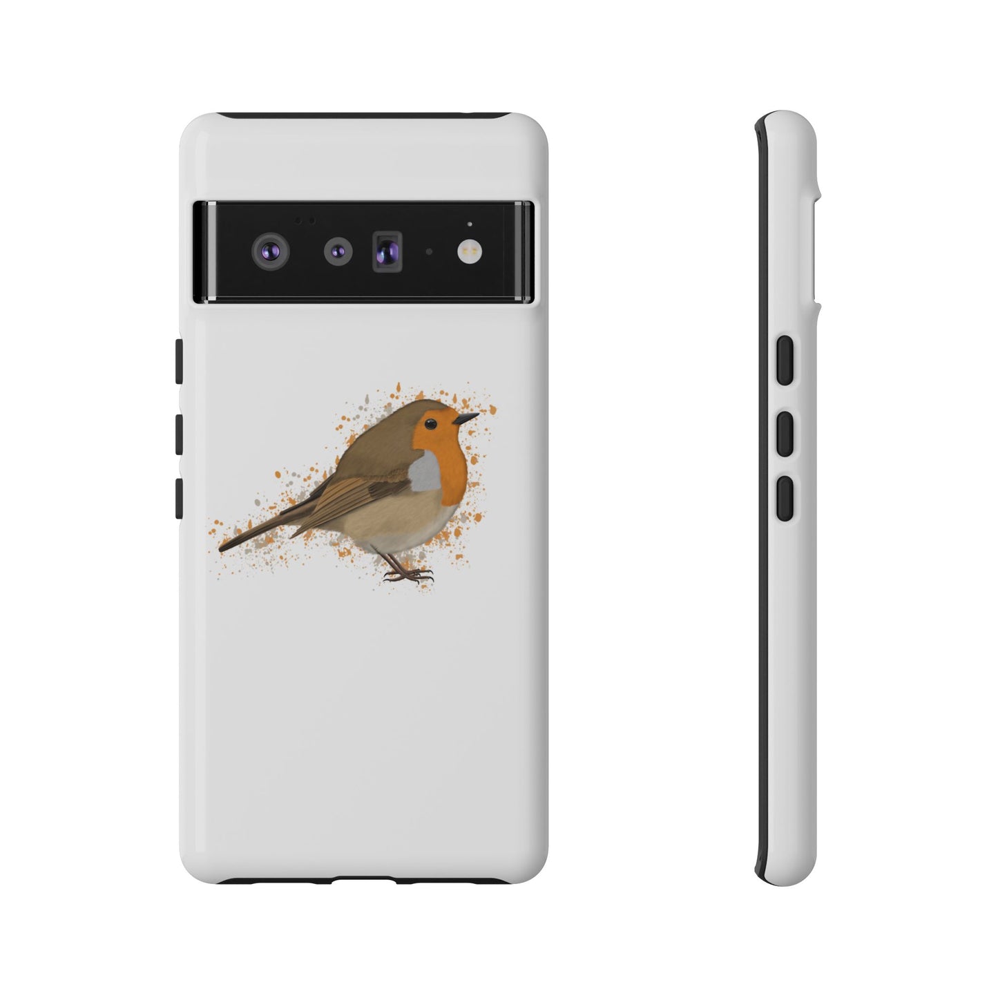 Rotkehlchen Vogel iPhone & Google Pixel Vogelmotiv Handyhülle Weiß