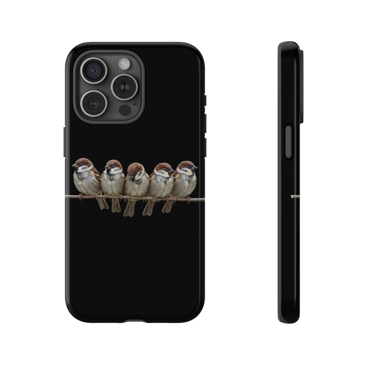 Codirosso su un ramo Cover premium per cellulare – Doppia protezione e stampa integrale, nera