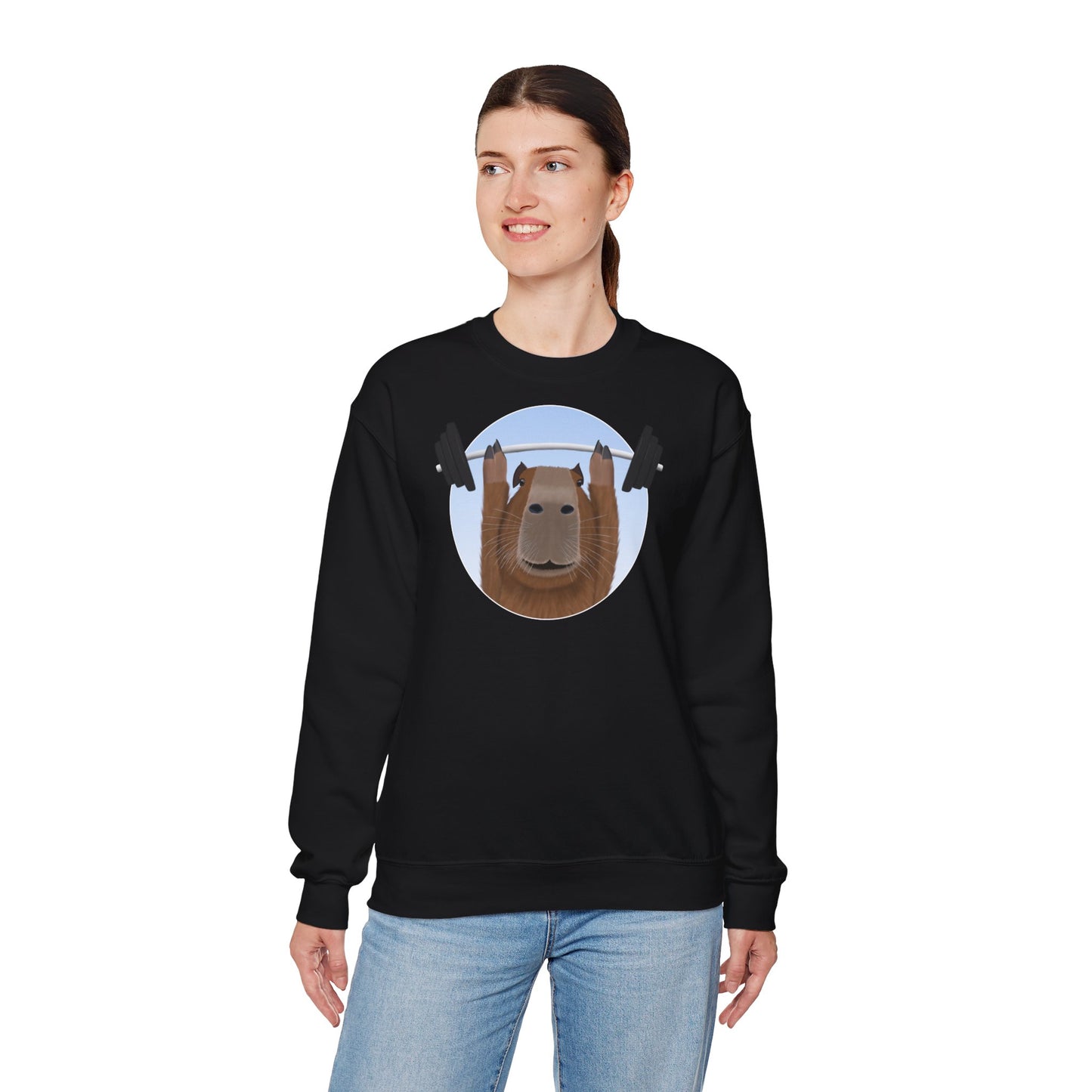 Capybara mit Hantel Lustiges Gym Workout Sweatshirt