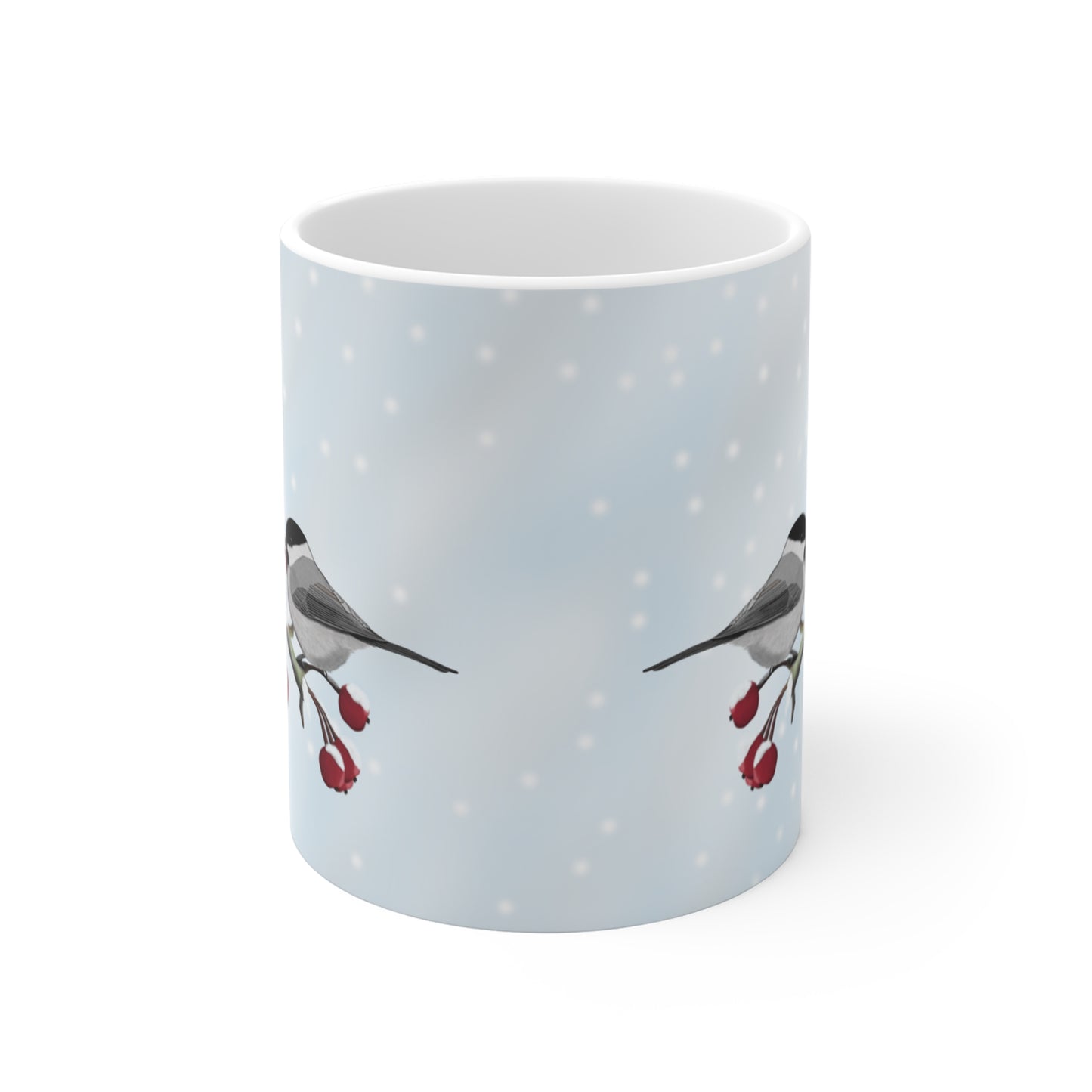 Willow Titmouse Winter Bird Ceramic Mug 11oz - jz.birds