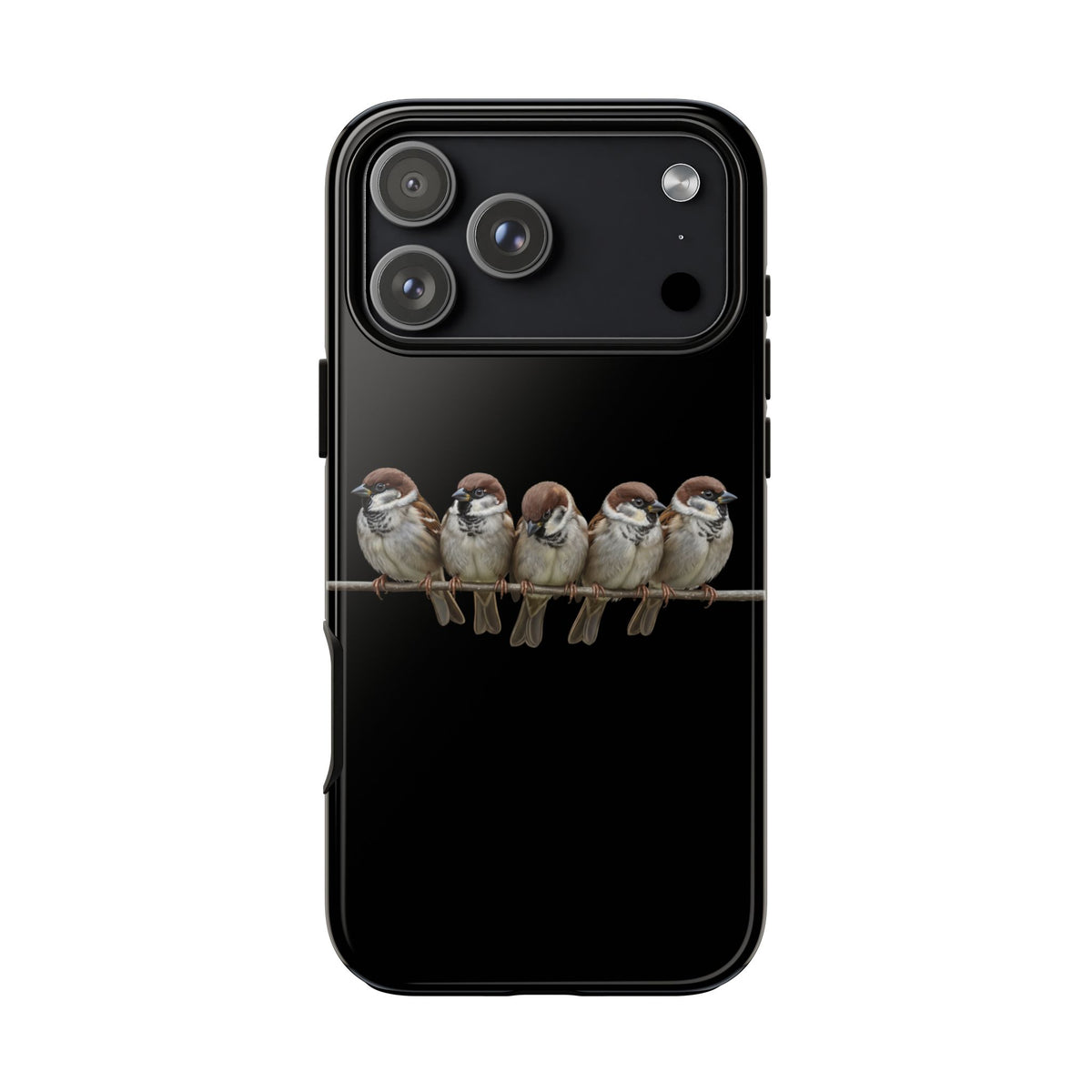 Codirosso su un ramo Cover premium per cellulare – Doppia protezione e stampa integrale, nera