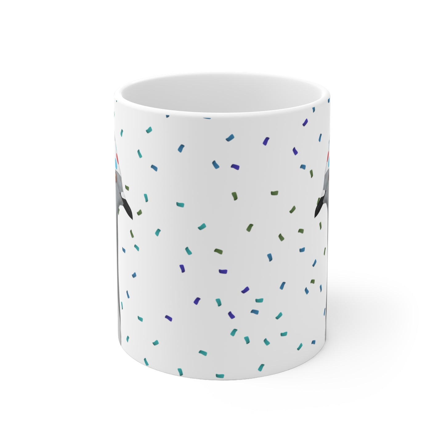 Taube feiert Geburtstag mit Partyhut und Konfetti Vogel Tasse