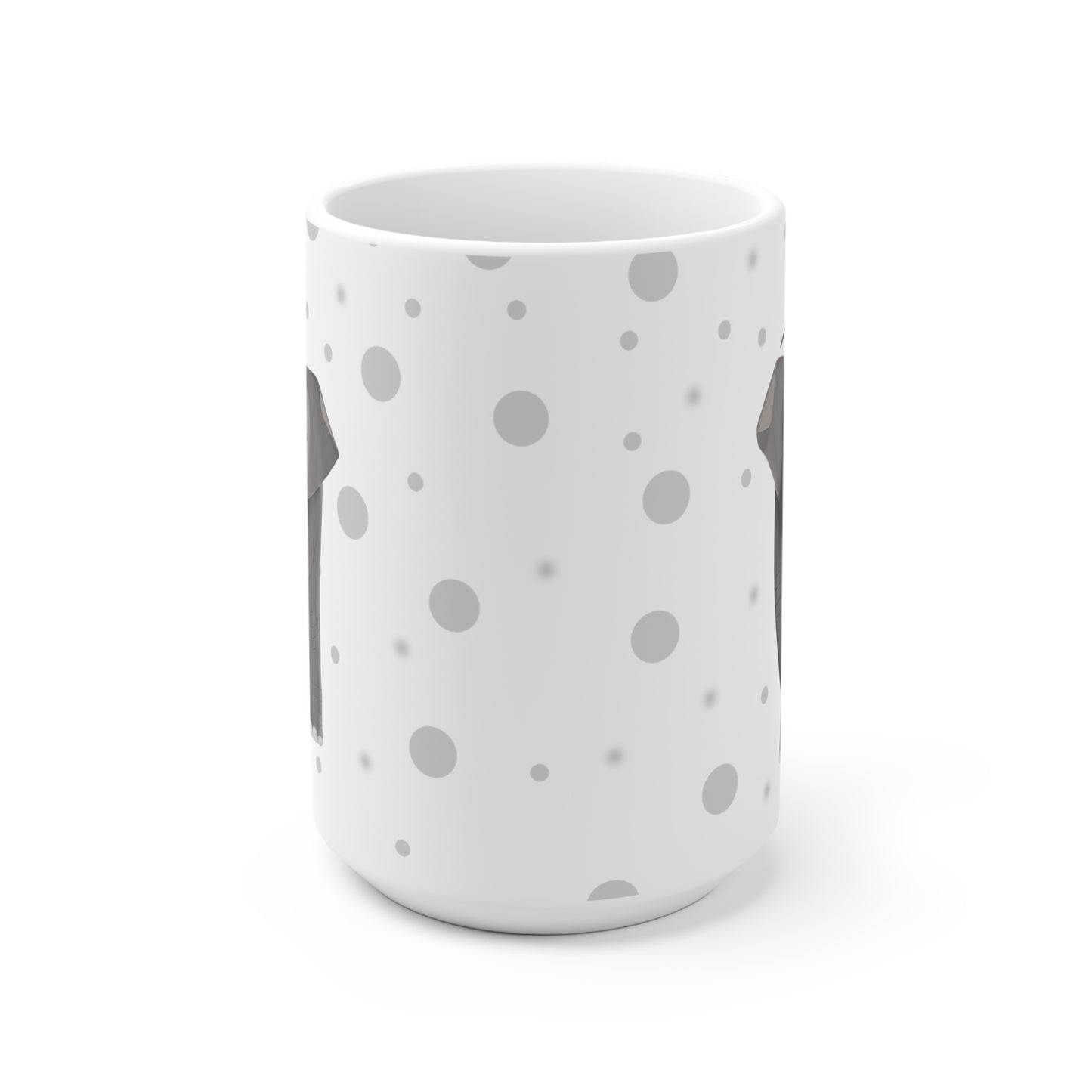 Rotkehlchen auf einem Elefanten Vogel Tasse Punkte Grau