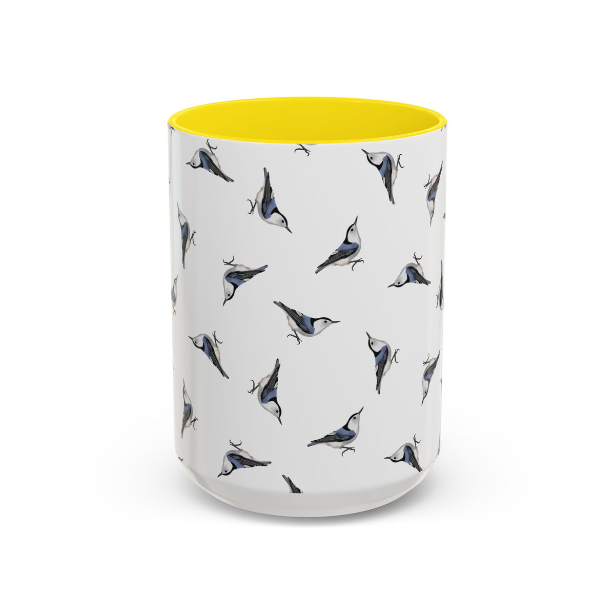 Nuthatch All-Over Pattern Accent Mug | Colorful Bird Lover Gift for Birdwatchers