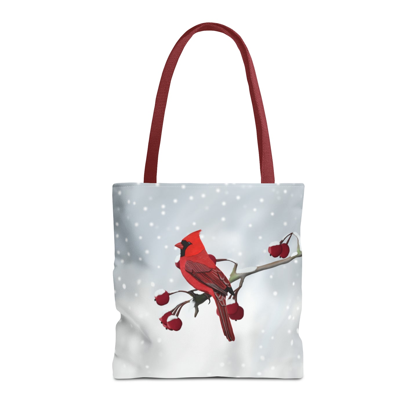 Cardinal on a Winter Branch Bird Tote Bag 16"x16" - jz.birds