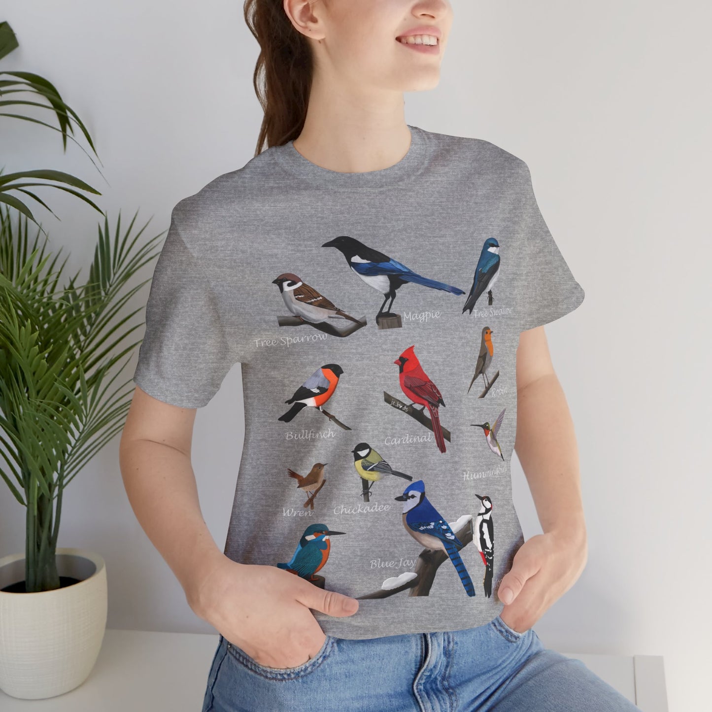 Garden Birds Blue Jay Cardinal Robin Chickadee Birding & Birdwatching Bird T-Shirt