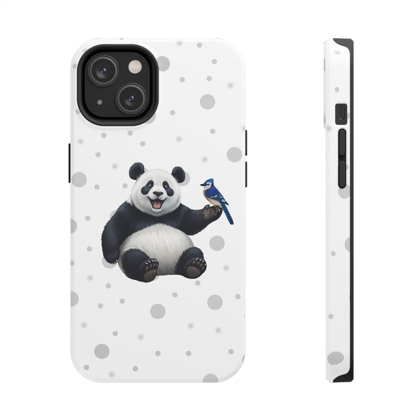 Cute Panda Bear with a Blue Jay Animal iPhone Case - Dual-Layer PC/TPU Protective Cover for iPhone