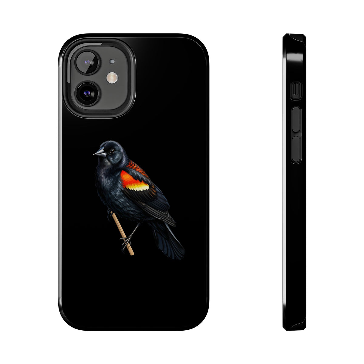 Red Winged Blackbird Dual-Layer iPhone Case with Bird Art – The Perfect Gift for Ornithologists & Lovers Phone on background