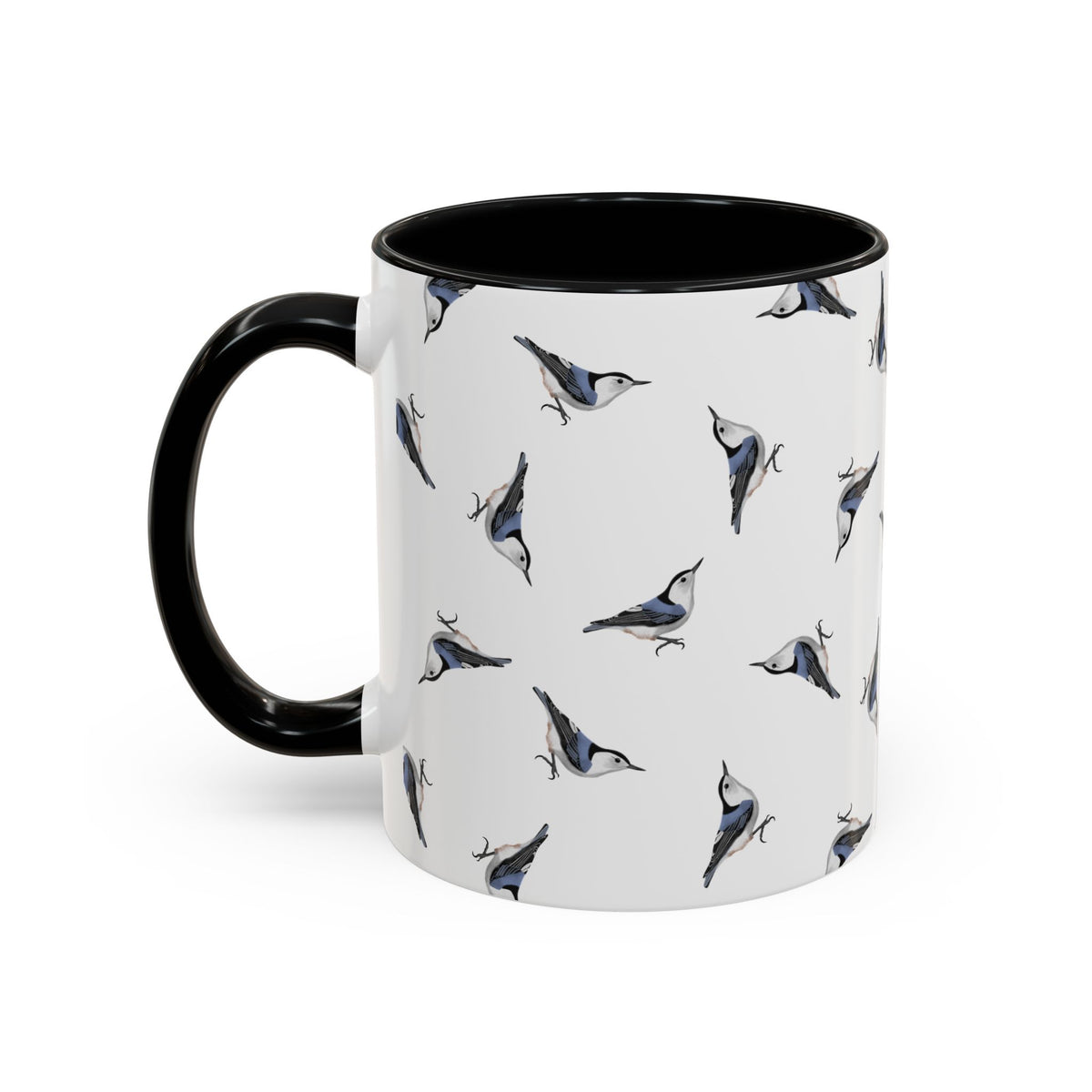 Nuthatch All-Over Pattern Accent Mug | Colorful Bird Lover Gift for Birdwatchers