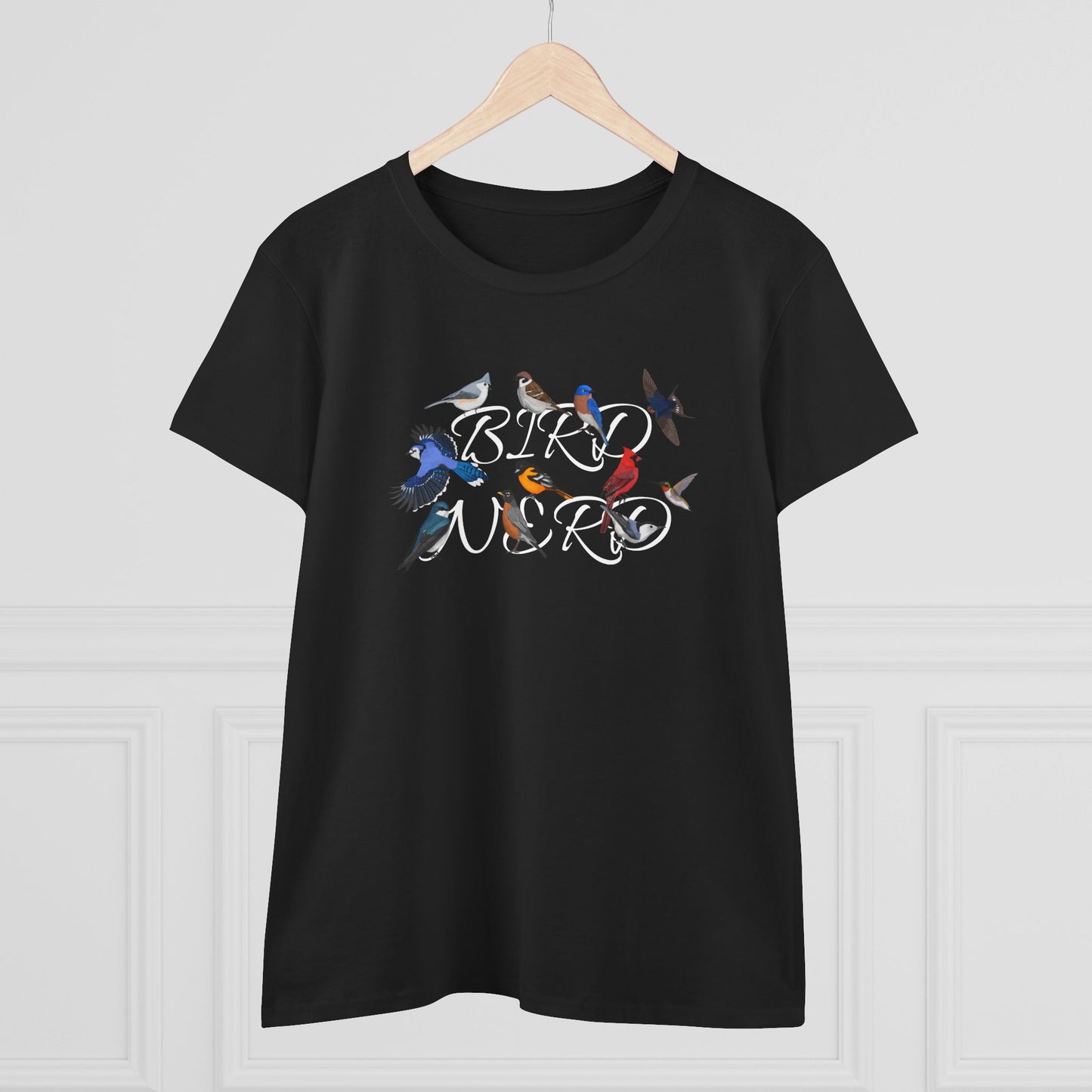 Bird Nerd Blue Jay Cardinal Bluebird Bird Design for Birdwatchers and Bird Lovers Women's T-Shirt