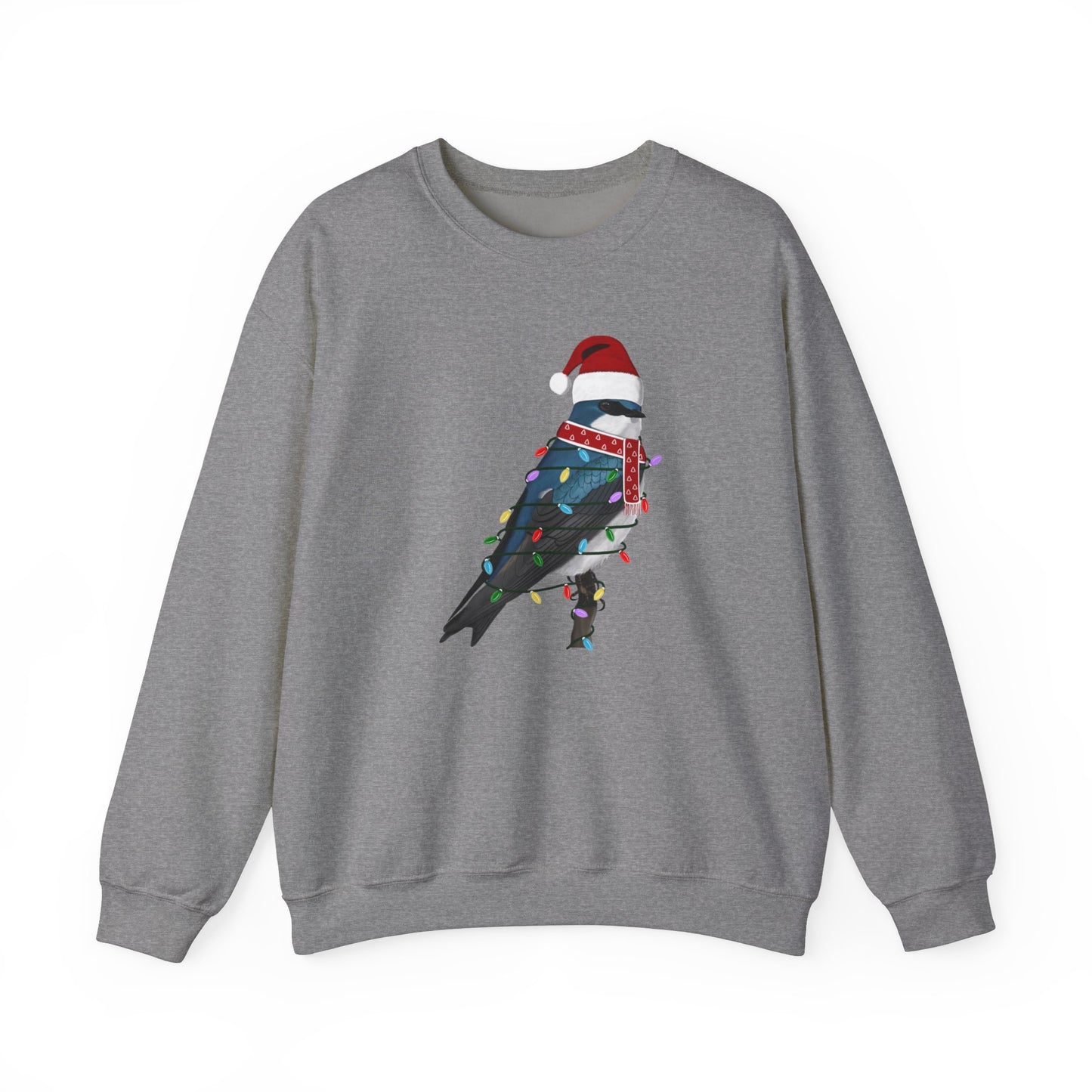 Tree Swallow with Fairy Lights Santa Claus Christmas Bird Sweatshirt