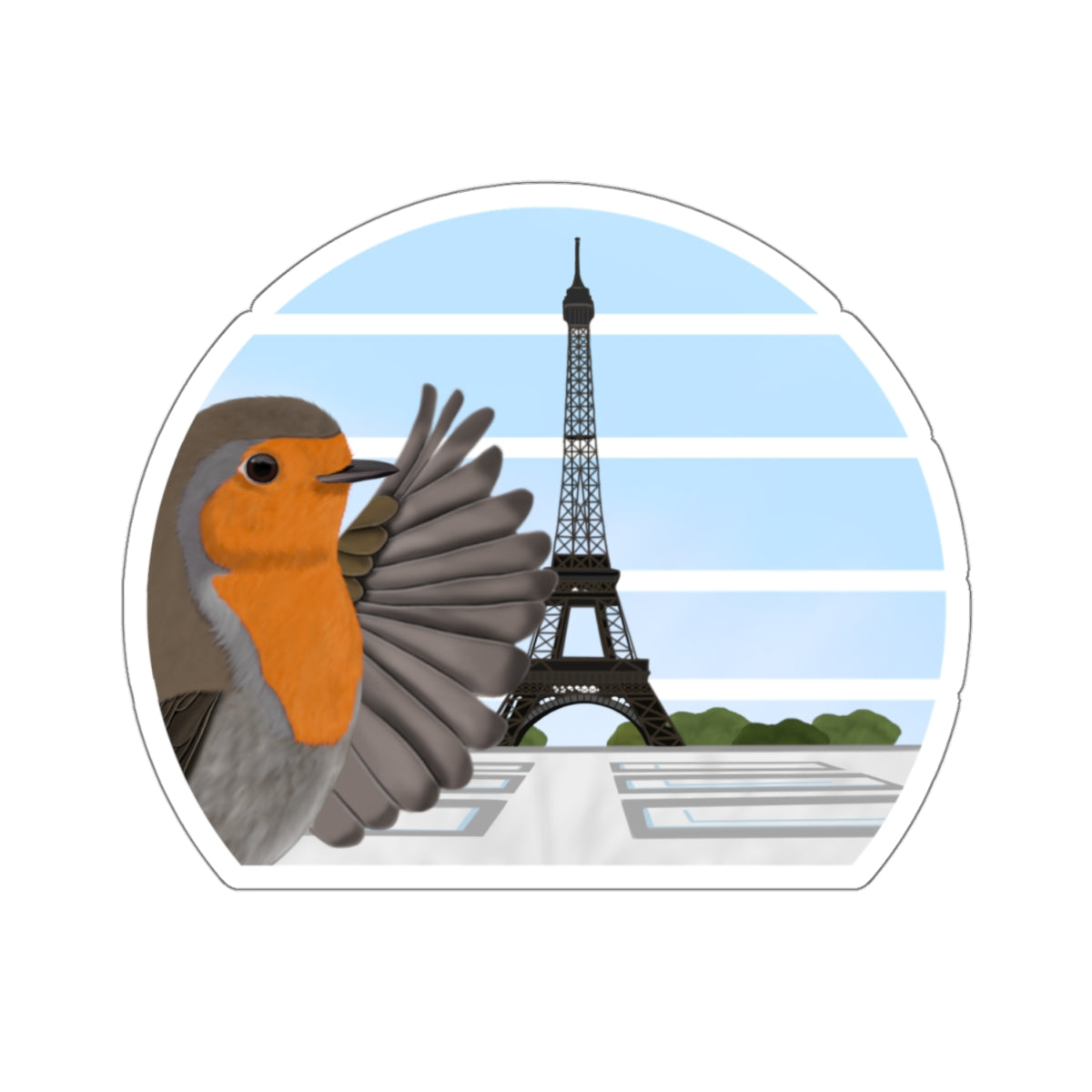 robin bird in paris eiffel tower