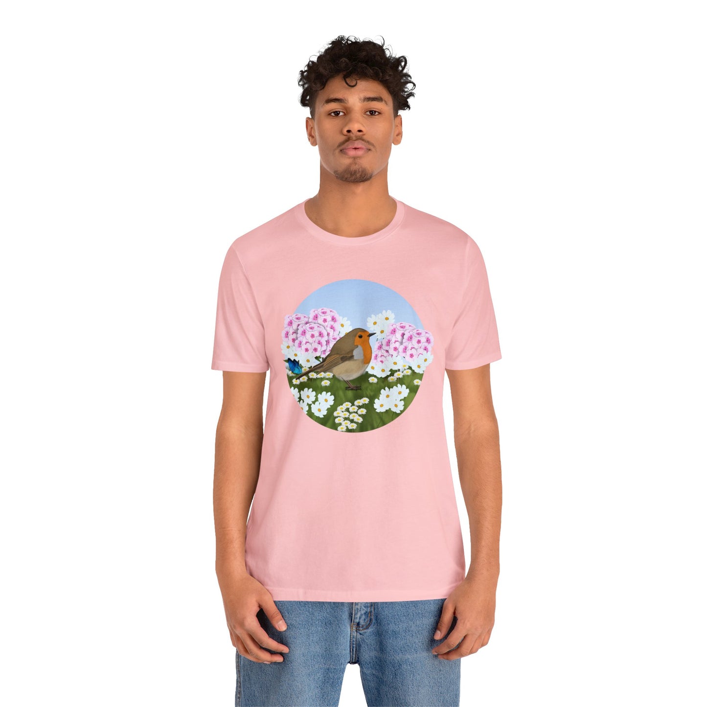 Robin and Summer Flowers Bird Tee