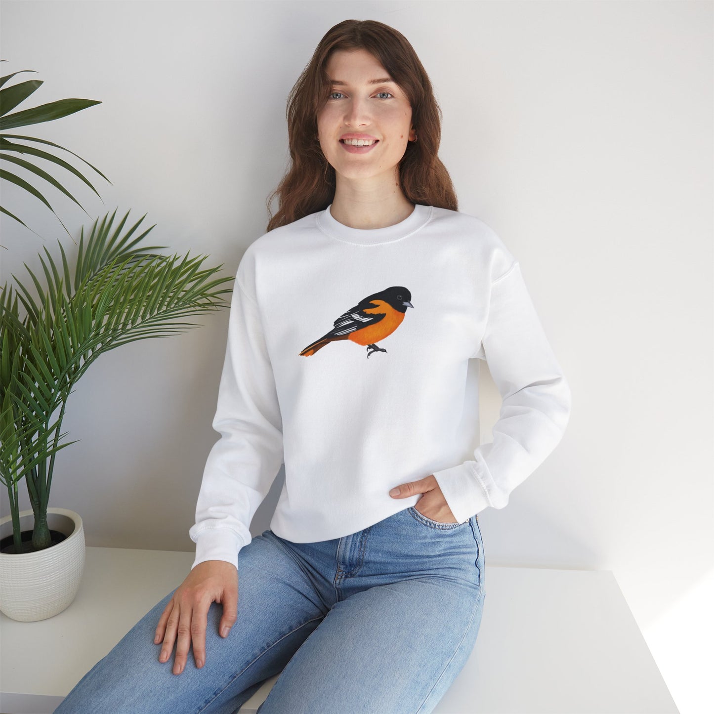 Baltimore Oriole Bird Watcher Biologist Crewneck Sweatshirt