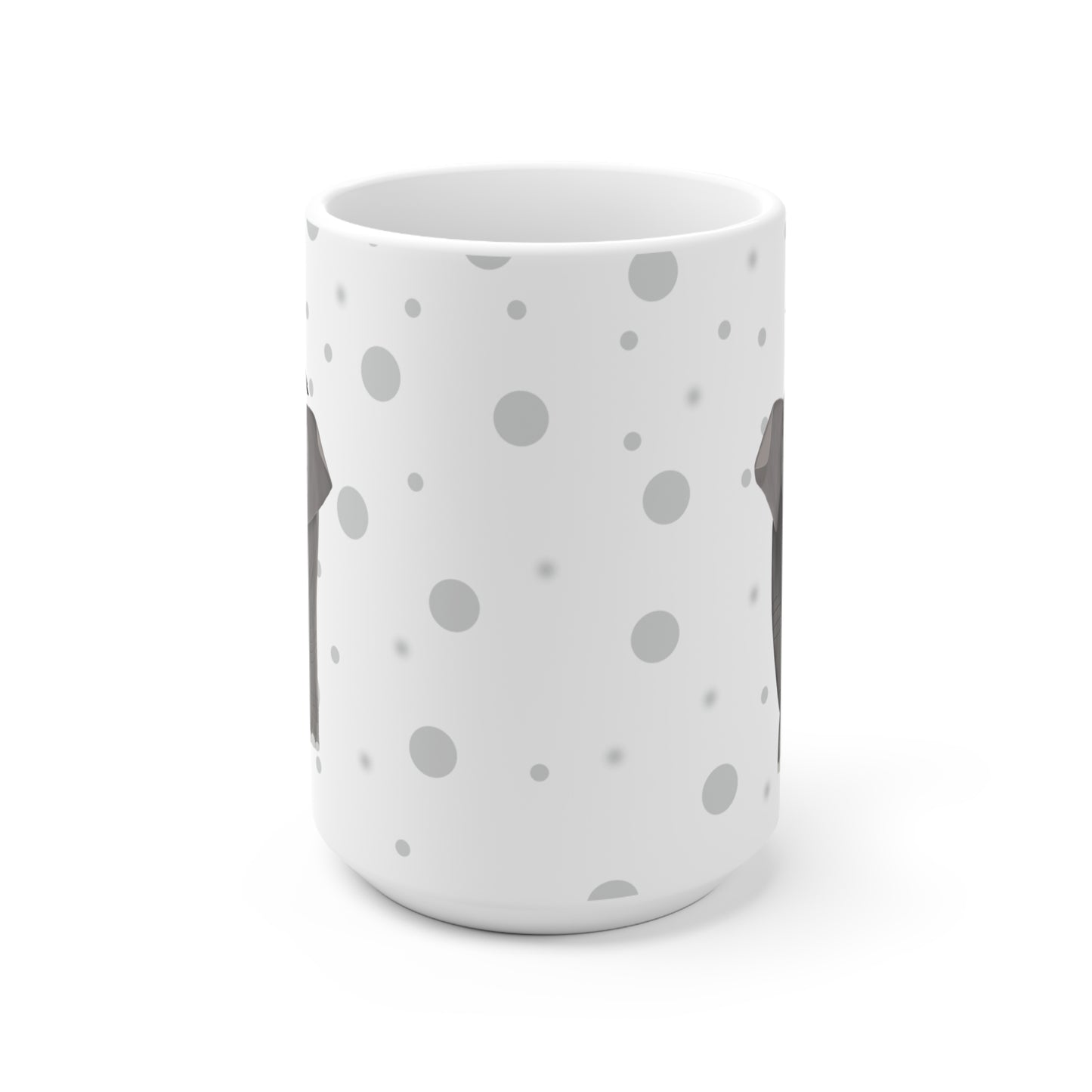 Taube auf einem Elefanten Vogel Tasse Punkte Grau