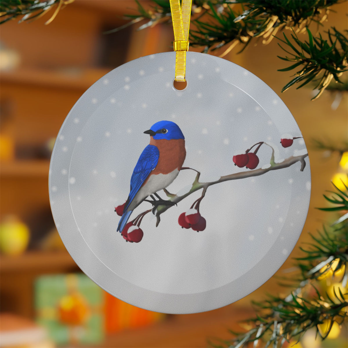 Bluebird Ornaments – Snow Bird Christmas Glass Ornament White
