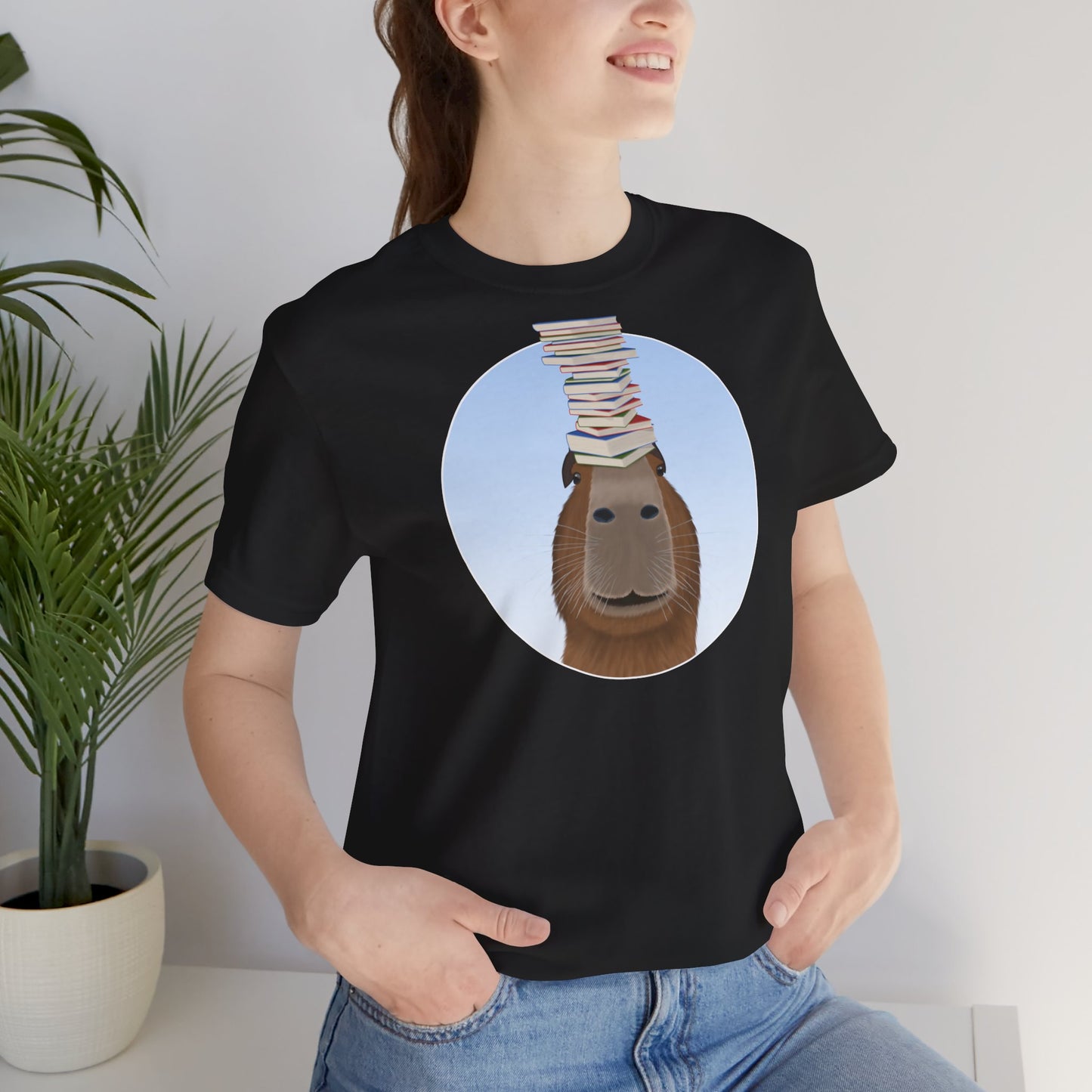 Capybara mit Büchern Lustiges T-Shirt für Capybara-Freunde