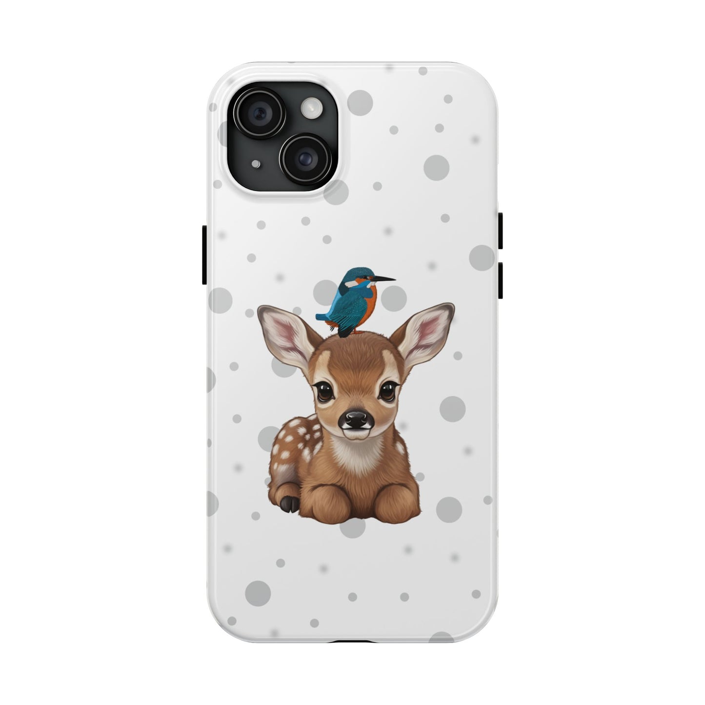 Cute Fawn with a Kingfisher Animal iPhone Case - Dual-Layer PC/TPU Protective Cover for iPhone