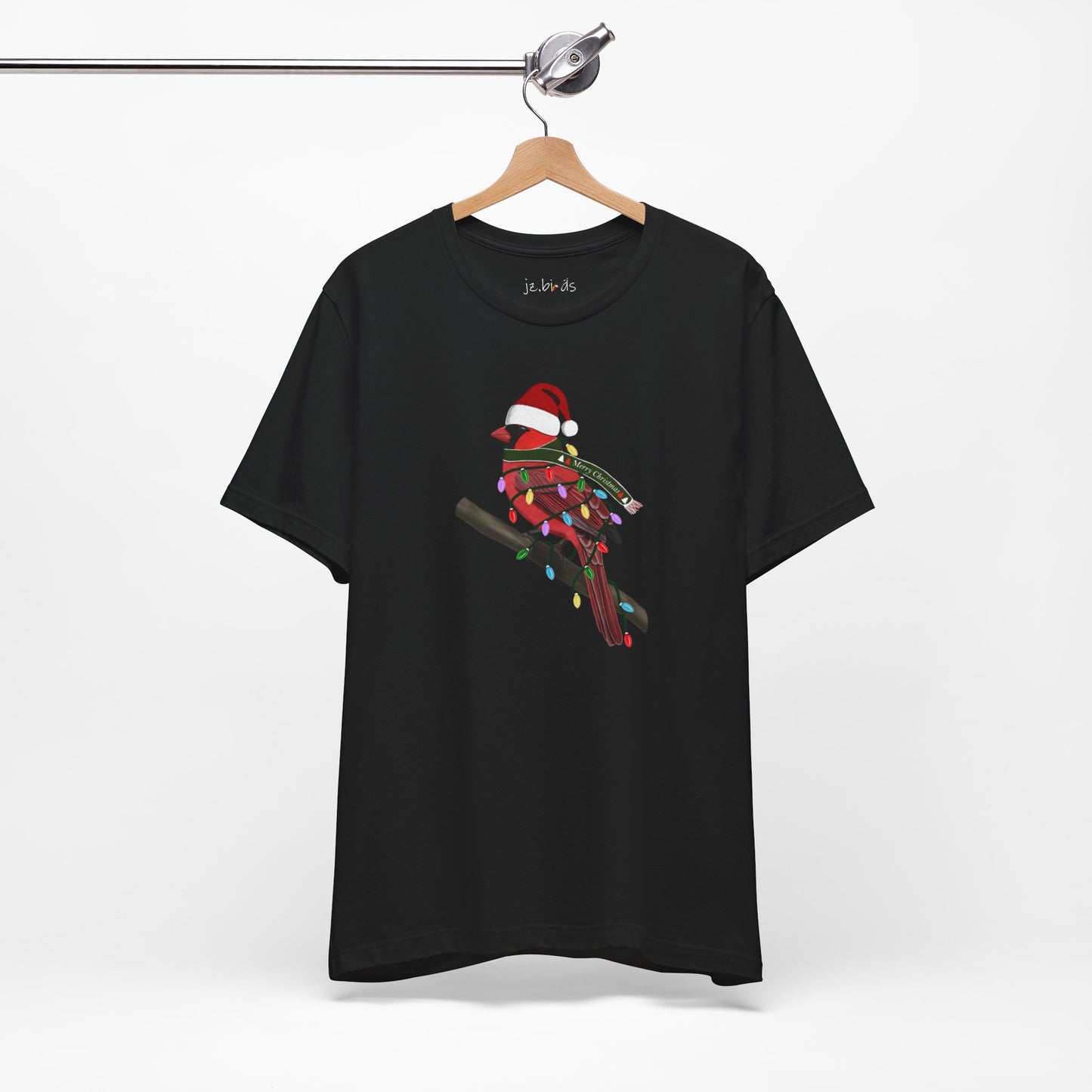 Cardinal with Fairy Lights Christmas Bird T-Shirt