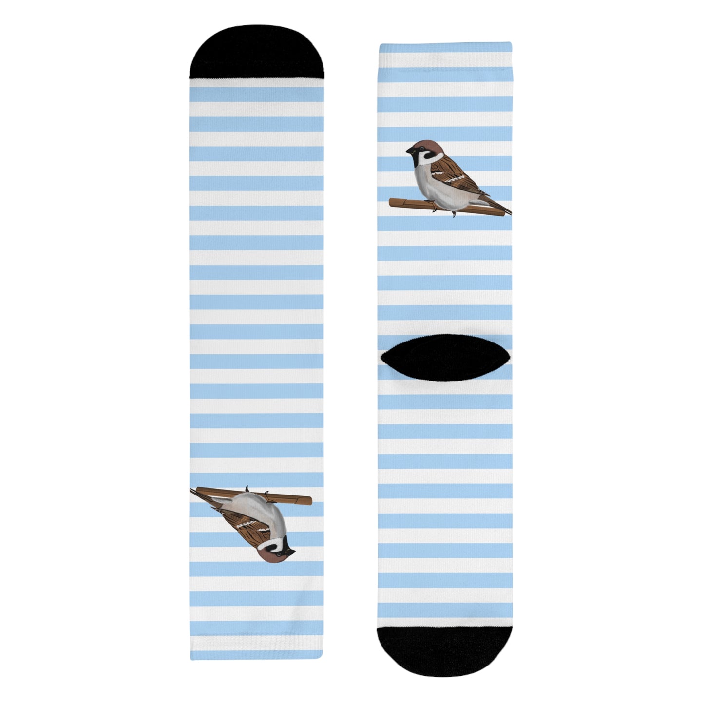 Feldsperling Vogel Socken mit Blau Weißen Streifen für Vogelfreunde & Vogelbeobachter