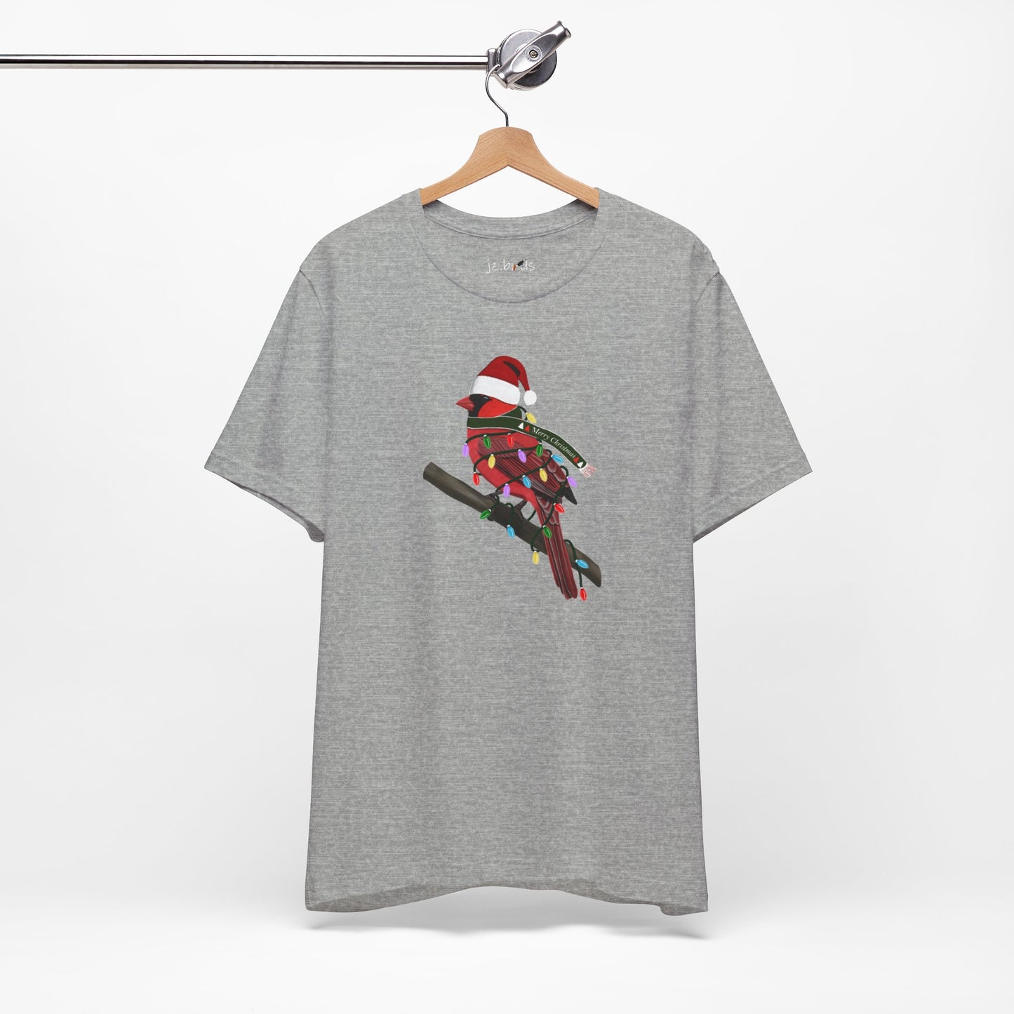 Cardinal with Fairy Lights Christmas Bird T-Shirt