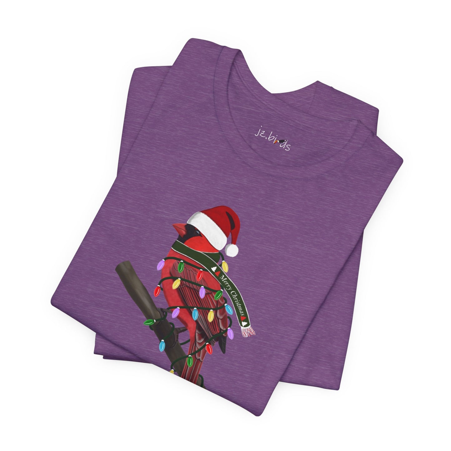 Cardinal with Fairy Lights Christmas Bird T-Shirt