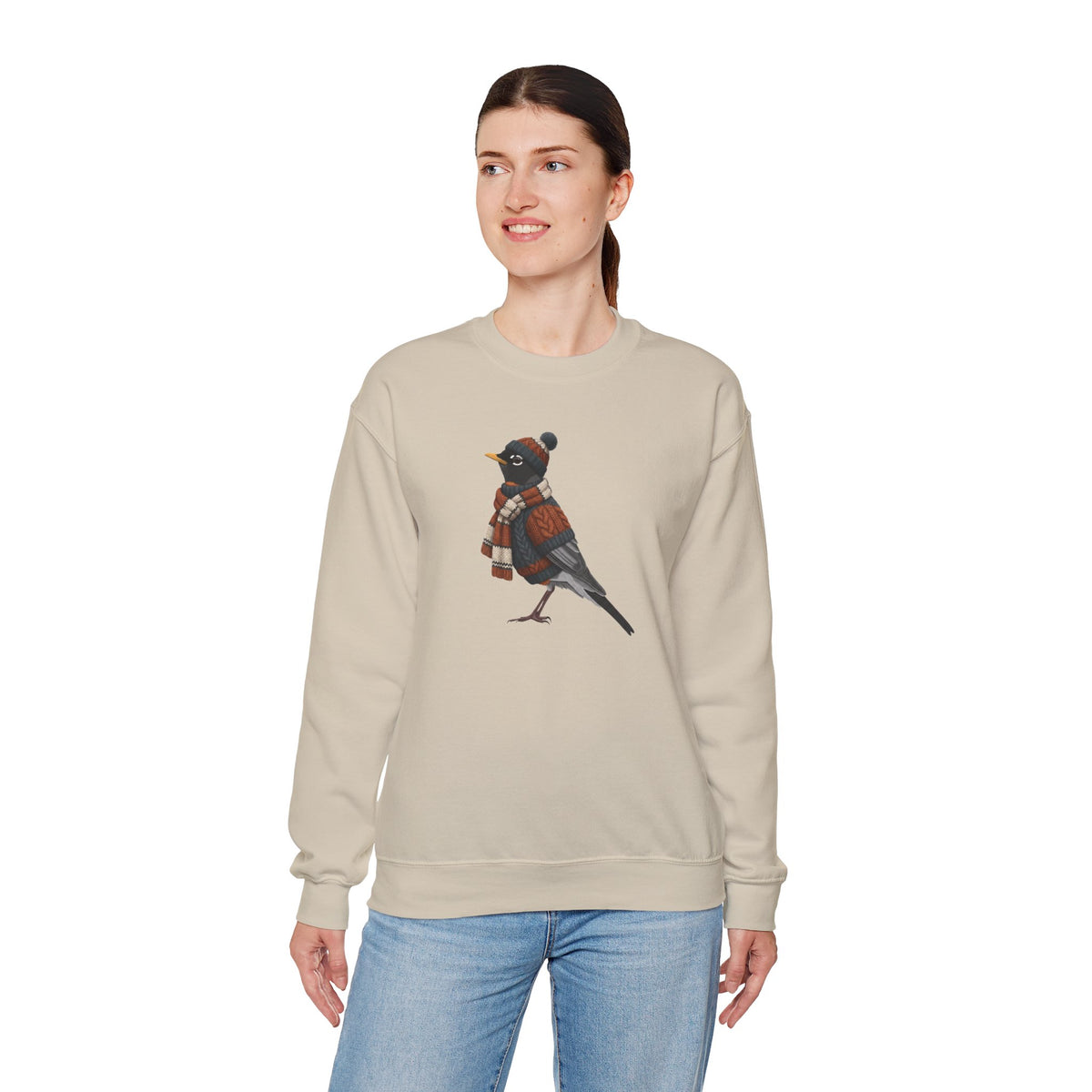 American Robin Winter Sweatshirt | Bird Watcher Crewneck | Unisex Songbirds Wearing Knit Gift for Bird Lovers