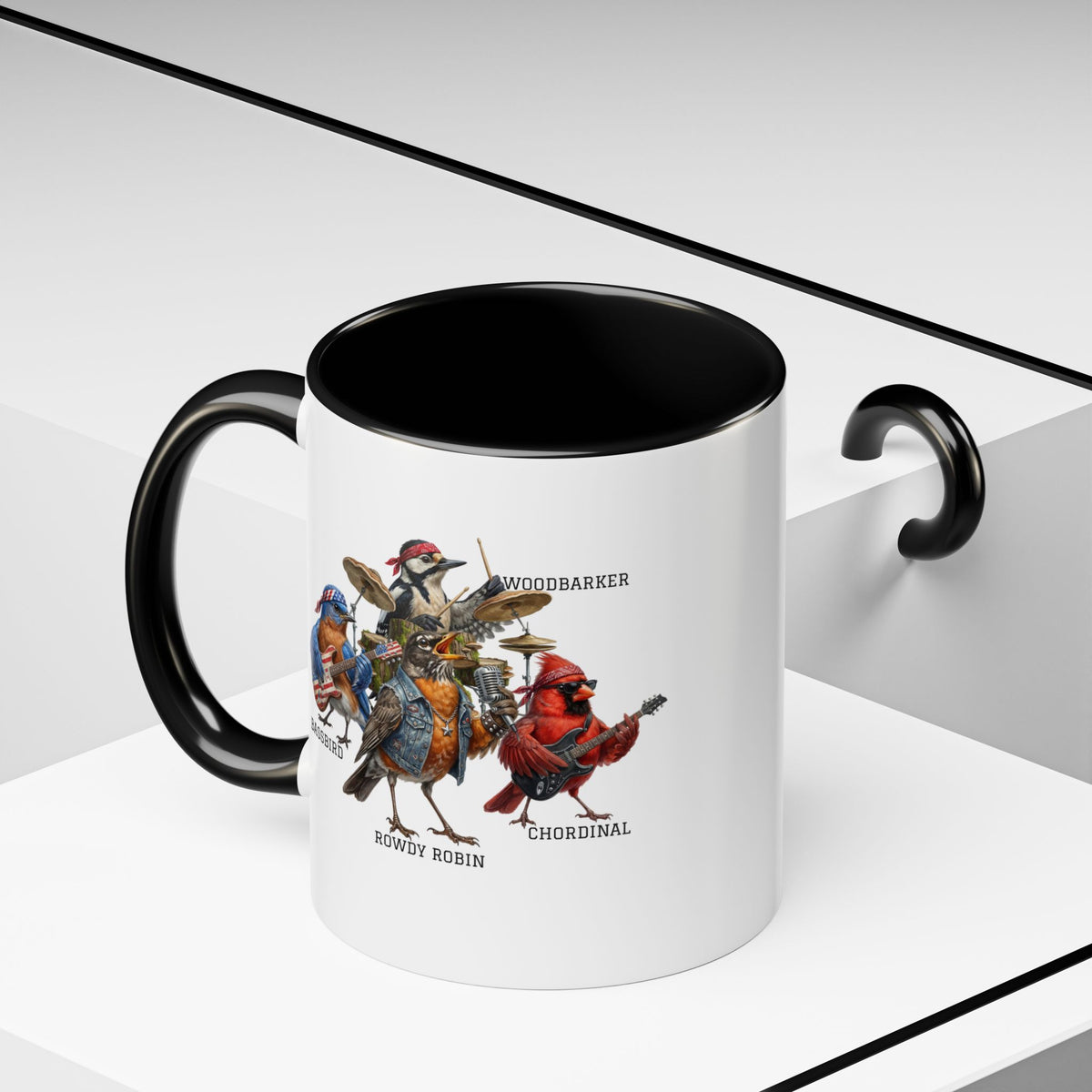 The Backyard Birds Band Mug – Full Lineup Rock & Roll Bird Gift – Funny Cardinal, Robin, Bluebird, Woodpecker Cup – 11oz,