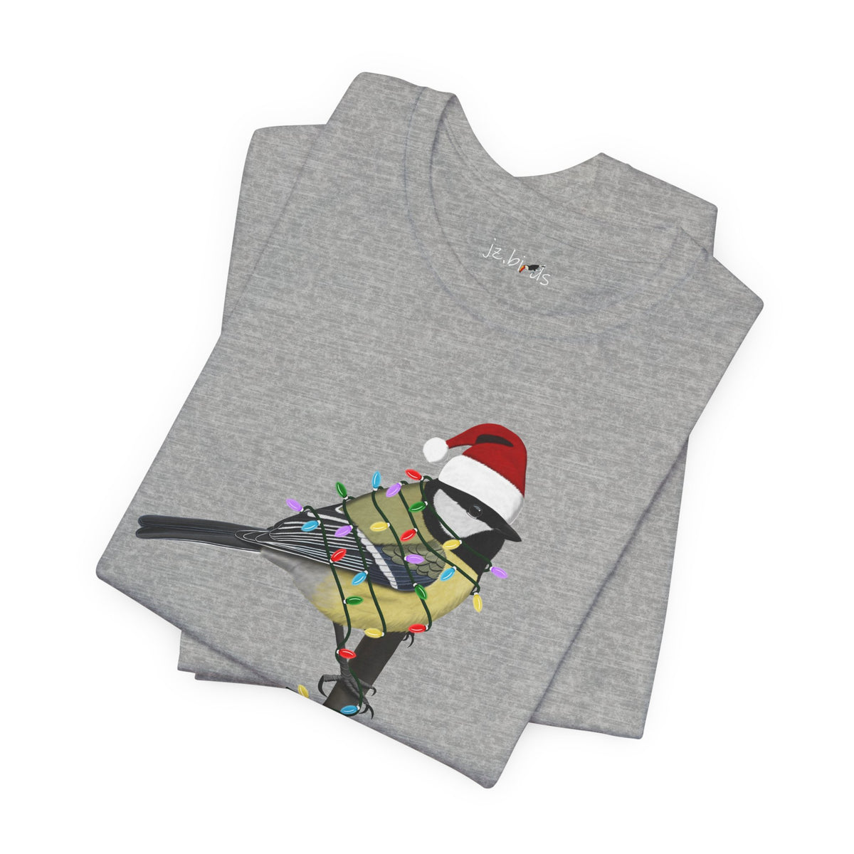 Chickadee with Fairy Lights Christmas Bird T-Shirt