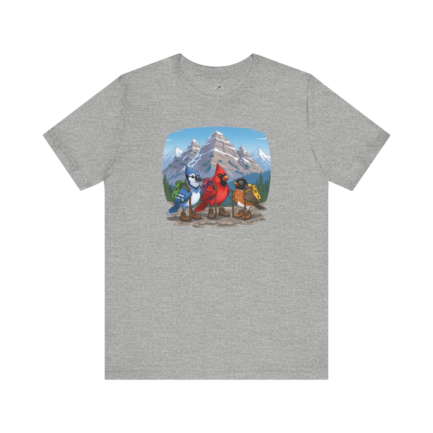 Birds Hiking T-Shirt Funny Cardinal Blue Jay Robin on a Hike Bird Watcher Bird Lover