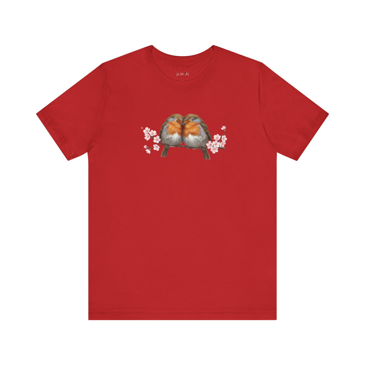 Lovebirds Robins T-Shirt – Floral Bird Lover Gift for Valentine's Day –