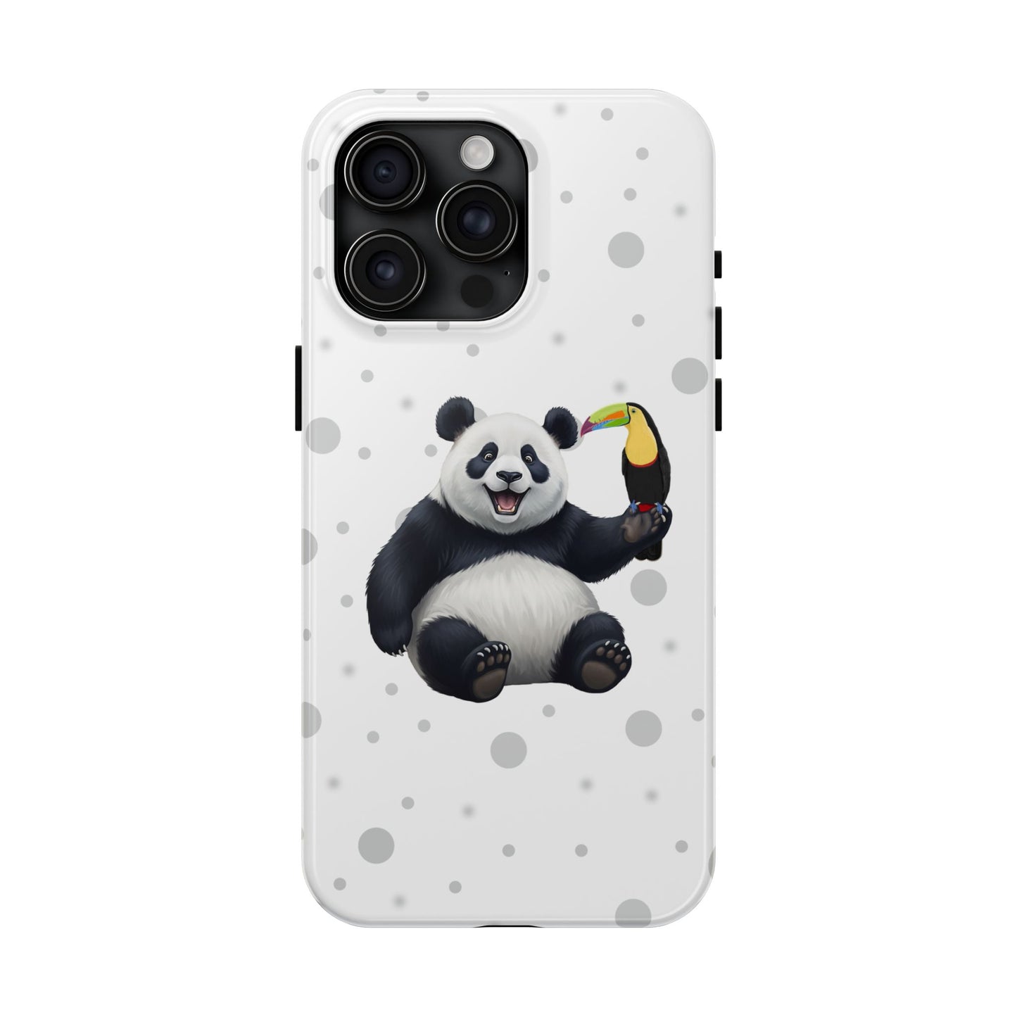 Cute Panda Bear with a Toucan Animal iPhone Case - Dual-Layer PC/TPU Protective Cover for iPhone