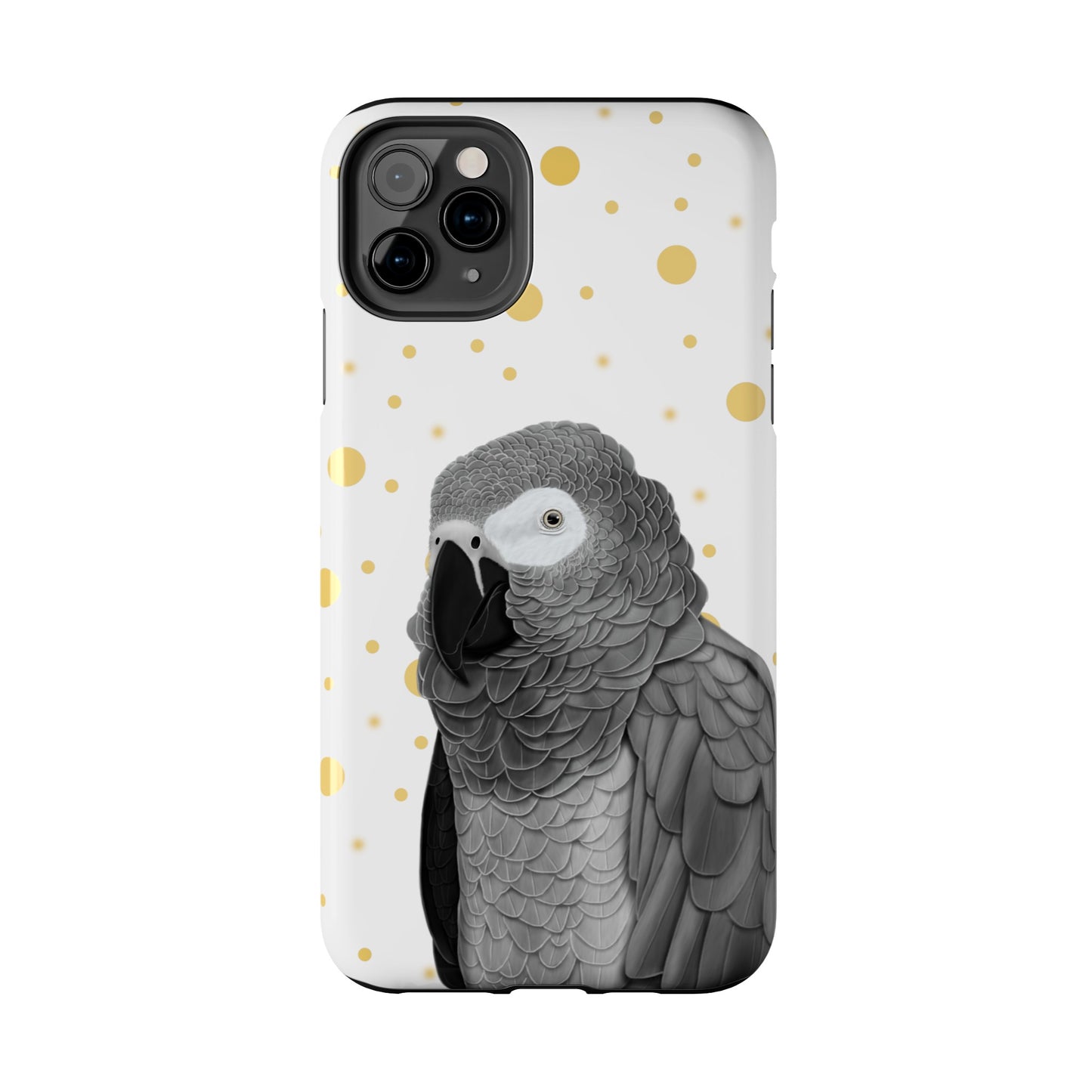 Grey Parrot Bird Art Tough Phone Case White