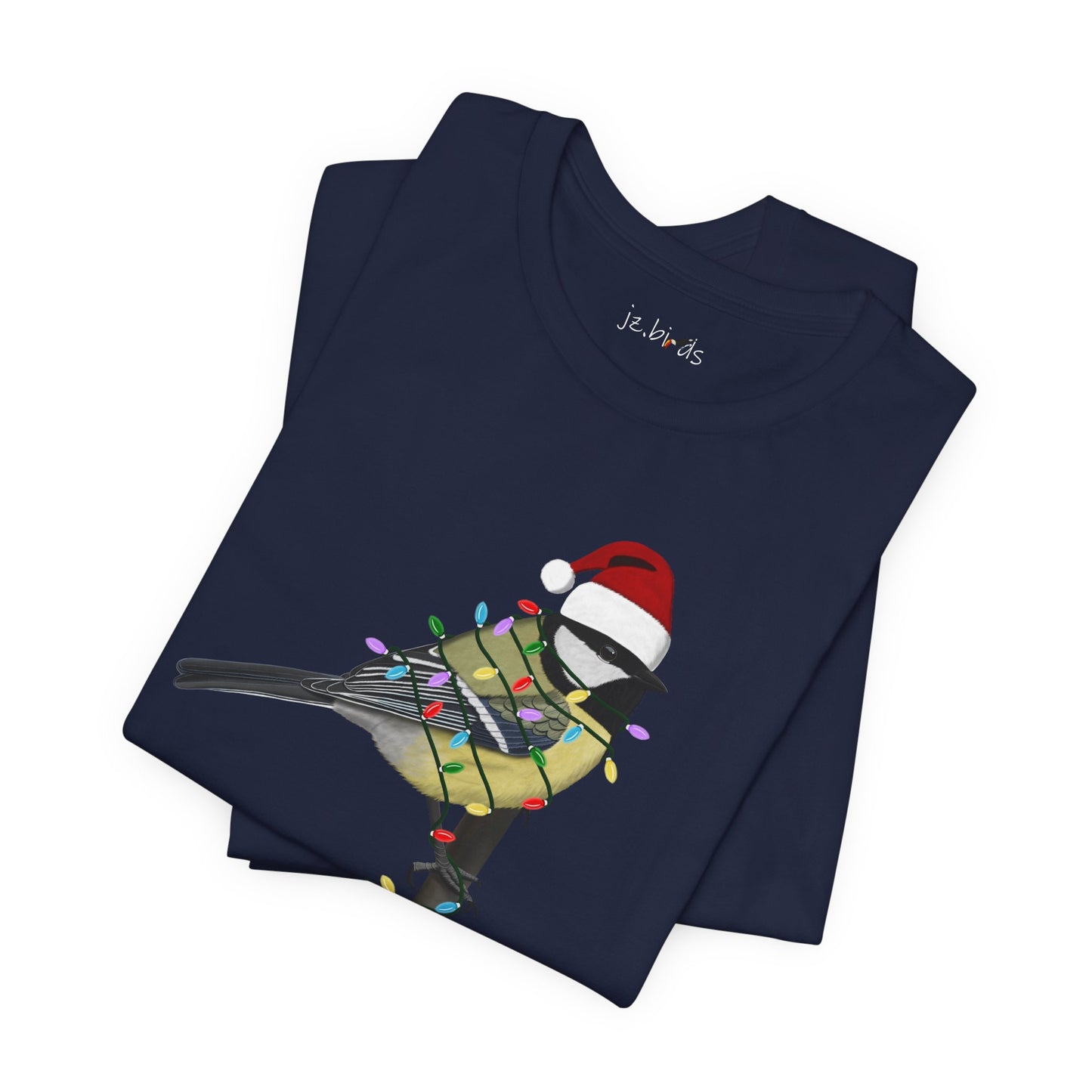 Chickadee with Fairy Lights Christmas Bird T-Shirt