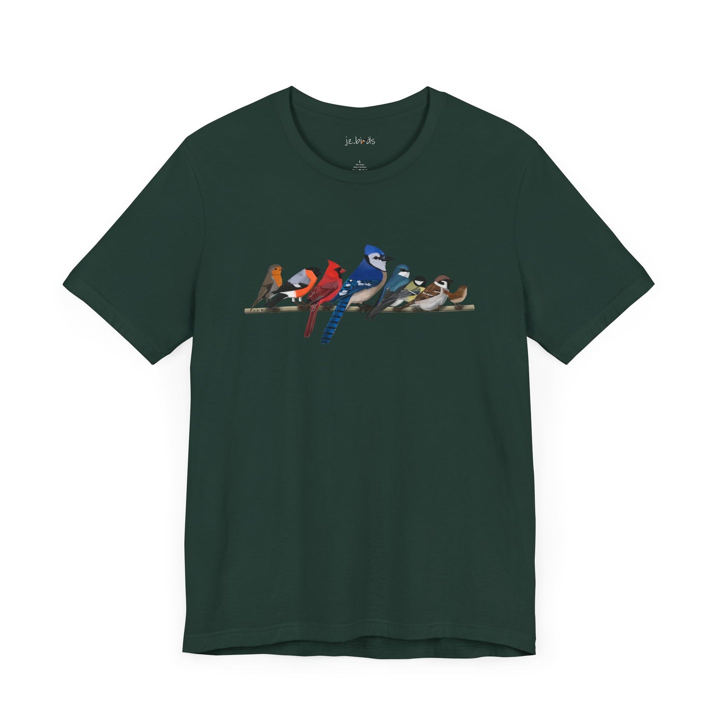 Blue Jay Cardinal Robin Garden Birds on a Branch Birding & Birdwatching Bird T-Shirt
