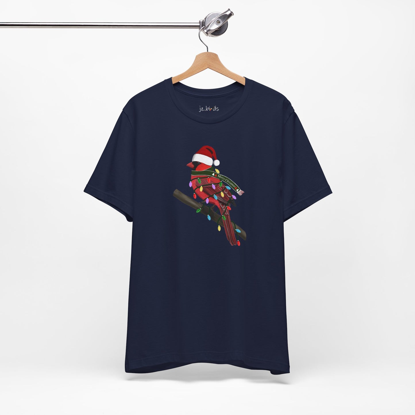 Cardinal with Fairy Lights Christmas Bird T-Shirt