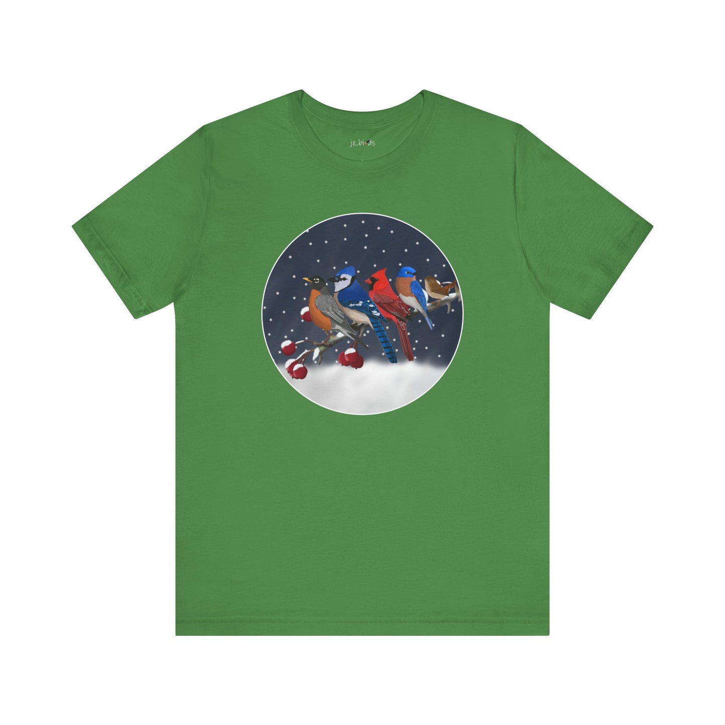 Bluebird, Blue Jay, Cardinal, Robin and Wren T-Shirt on bird background