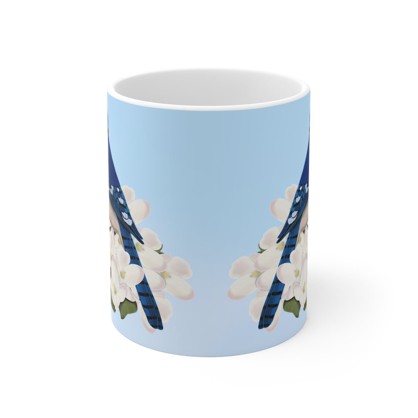 Blue Jay Apple Spring Blossoms Bird Ceramic Mug 11oz - jz.birds